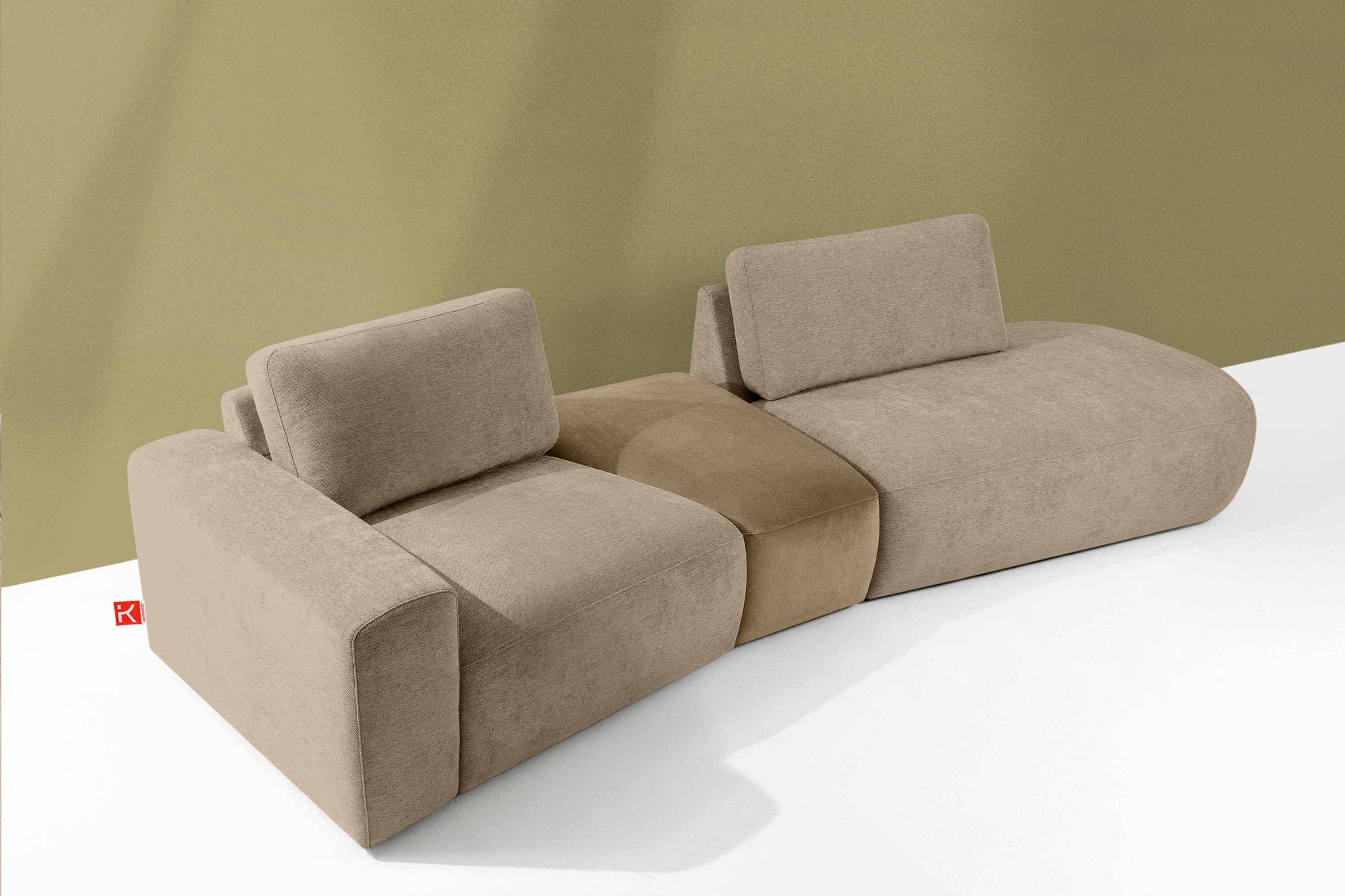 KONSIMO® 4-Sitzer ZUCCO Big-Sofa, Modern, organische Form, handgefertigt, 3 Teile, hergestellt in der EU