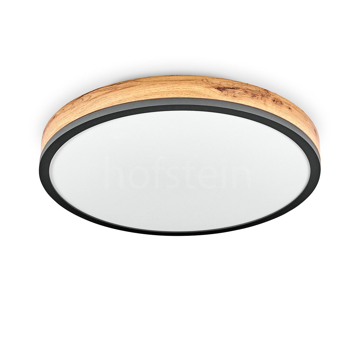 hofstein Deckenleuchte »Vacil« Deckenlampe, Metall/MDF/Kunststoff, Schwarz/Holzoptik/Braun, dimmbar m. Fernbedienung, Ø45cm, 120-1800 Lumen, LED IP20