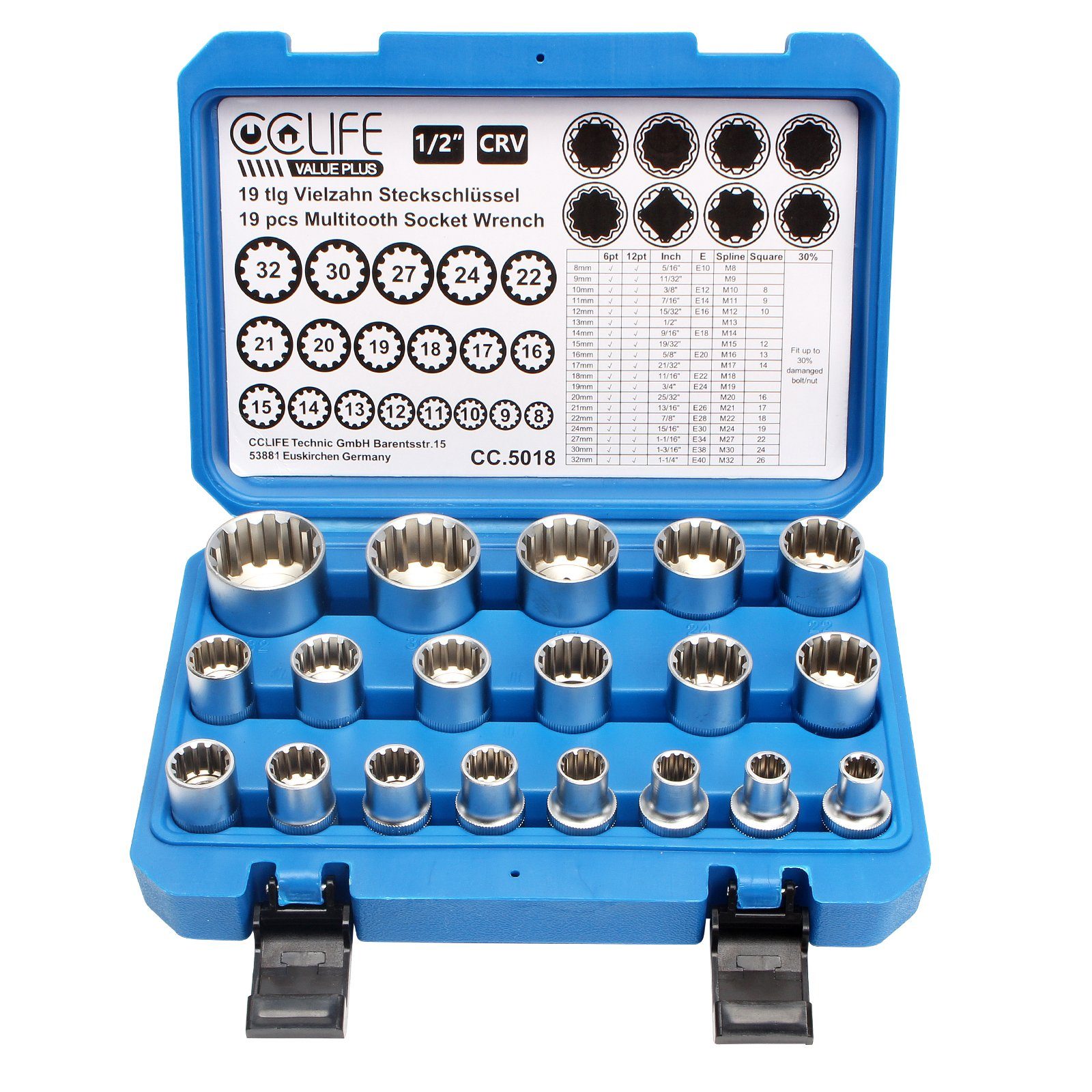 Steckschlüssel Vielzahn Torx Steckschlüssel 1/2 Zoll Werkzeug 8-32mm Nüsse Stecknüsse