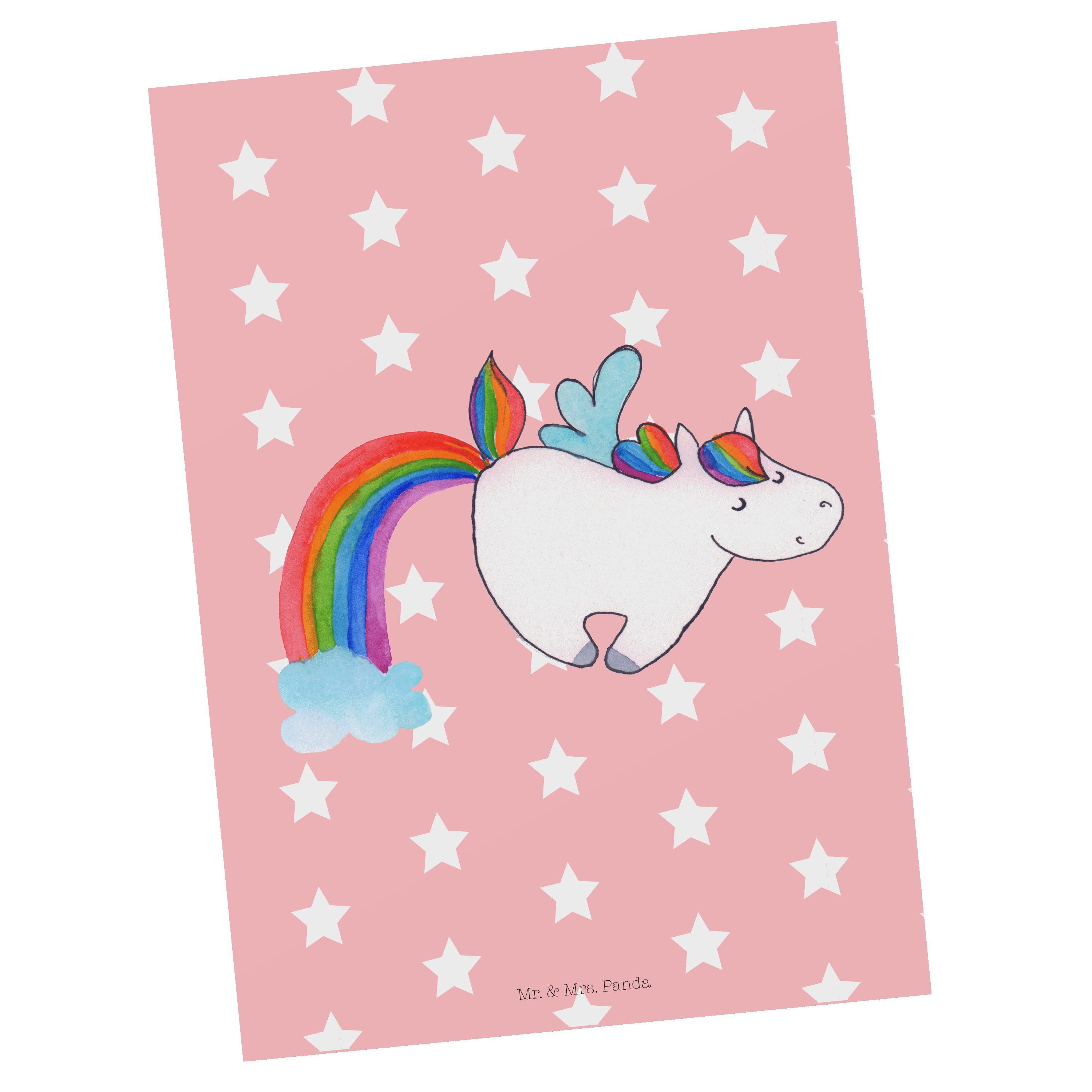 Mr. & Mrs. Panda Postkarte Einhorn Pegasus - Rot Pastell - Geschenk, Spielen, Geschenkkarte, Ein | Grußkarten