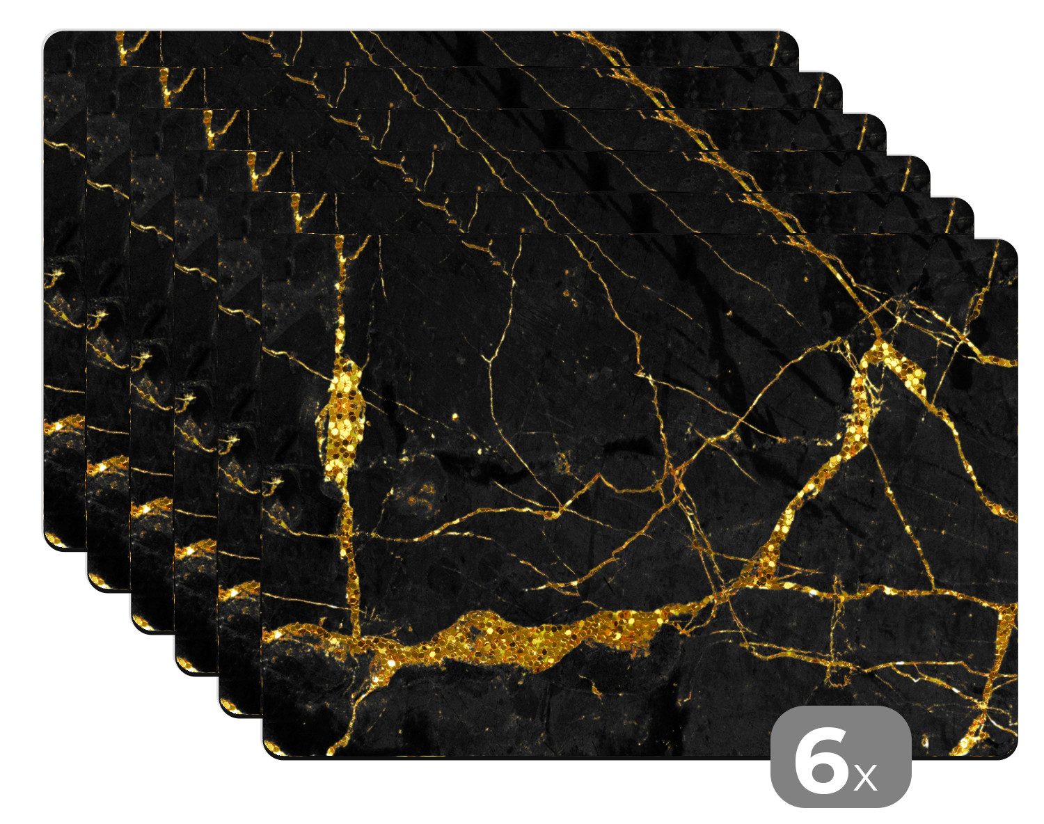 MuchoWow Platzset Marmor - Gold - Schwarz - Marmoroptik/print - Luxe - Glit günstig online kaufen