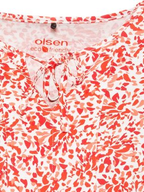 Olsen Rundhalsshirt mit Bindebändern und Allover-Blätterprint