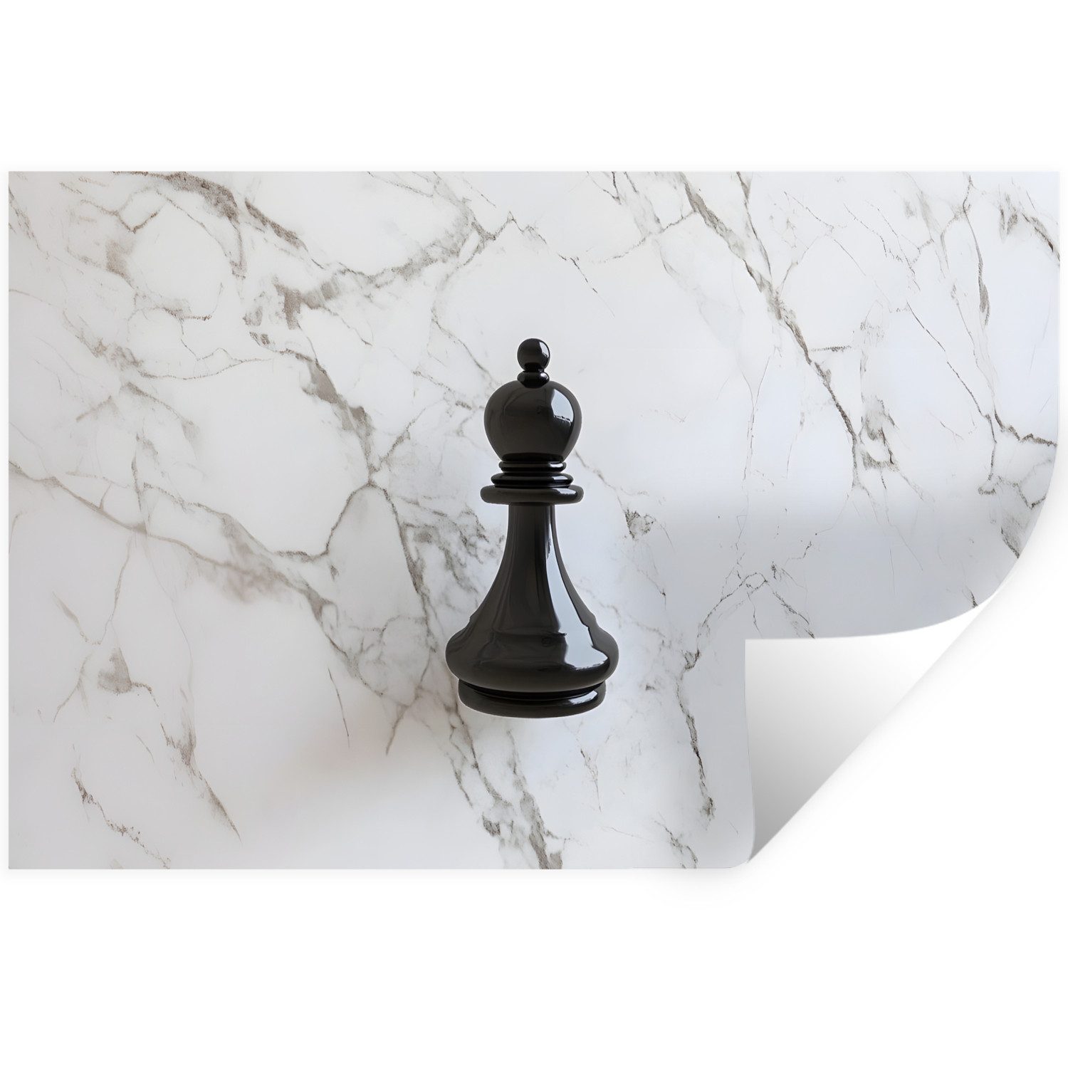 MuchoWow Wandsticker Schachfigur - Läufer - Schwarz - Marmor (1 St), Wanddeko, Aufkleber, Wandtattoo, 120x80 cm