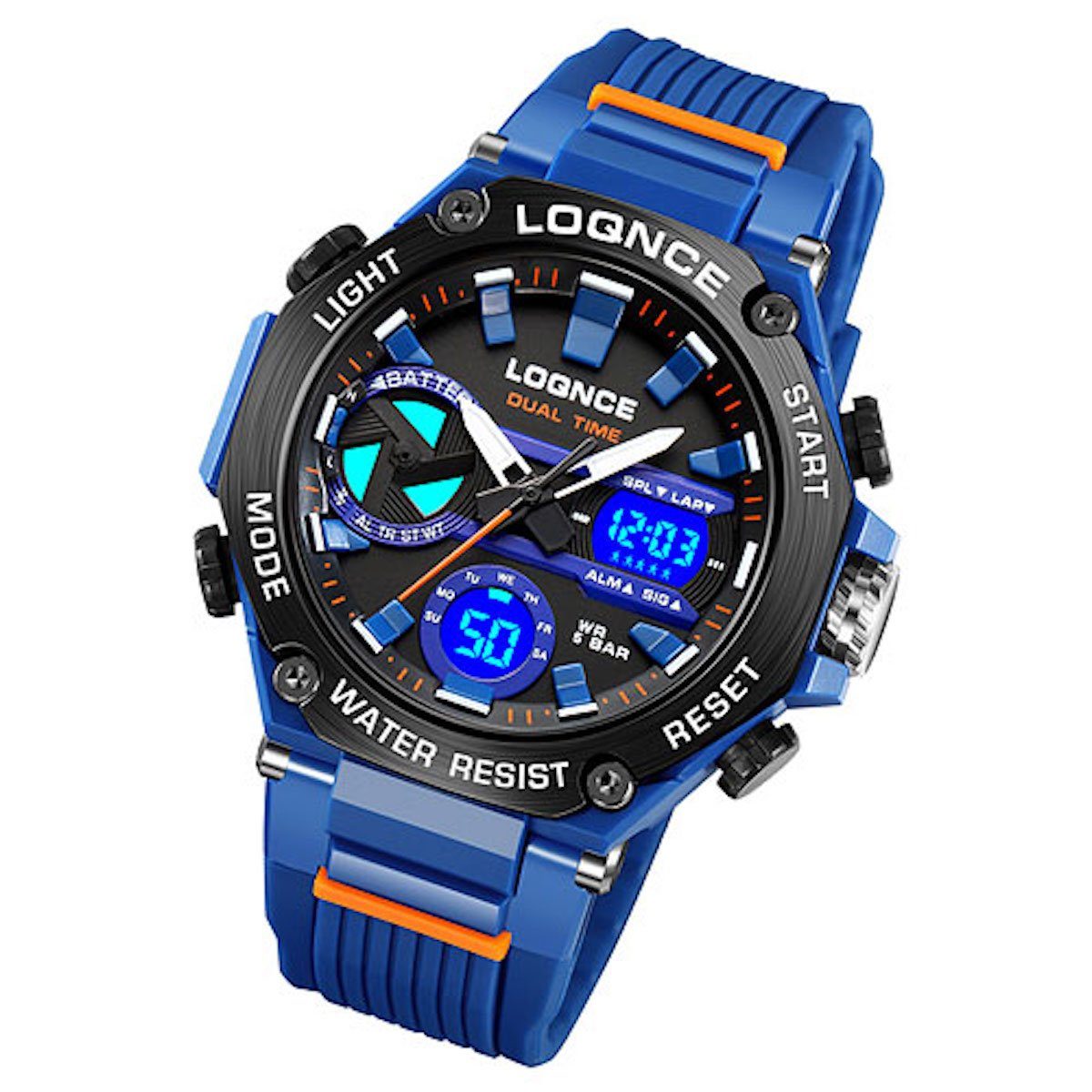 Taffstyle Sportuhr Herren Armbanduhr Digital Sportuhr Stopp Alarm Licht Chronograph Uhr, Multifunktionale Uhr Stoppuhr Kalender Beleuchtung 5 ATM Wasserdicht