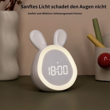 DOPWii Kinderwecker Zeit-Häschen Wecker Mit LED-Nachtlicht,Einstellung über App,1500mAh