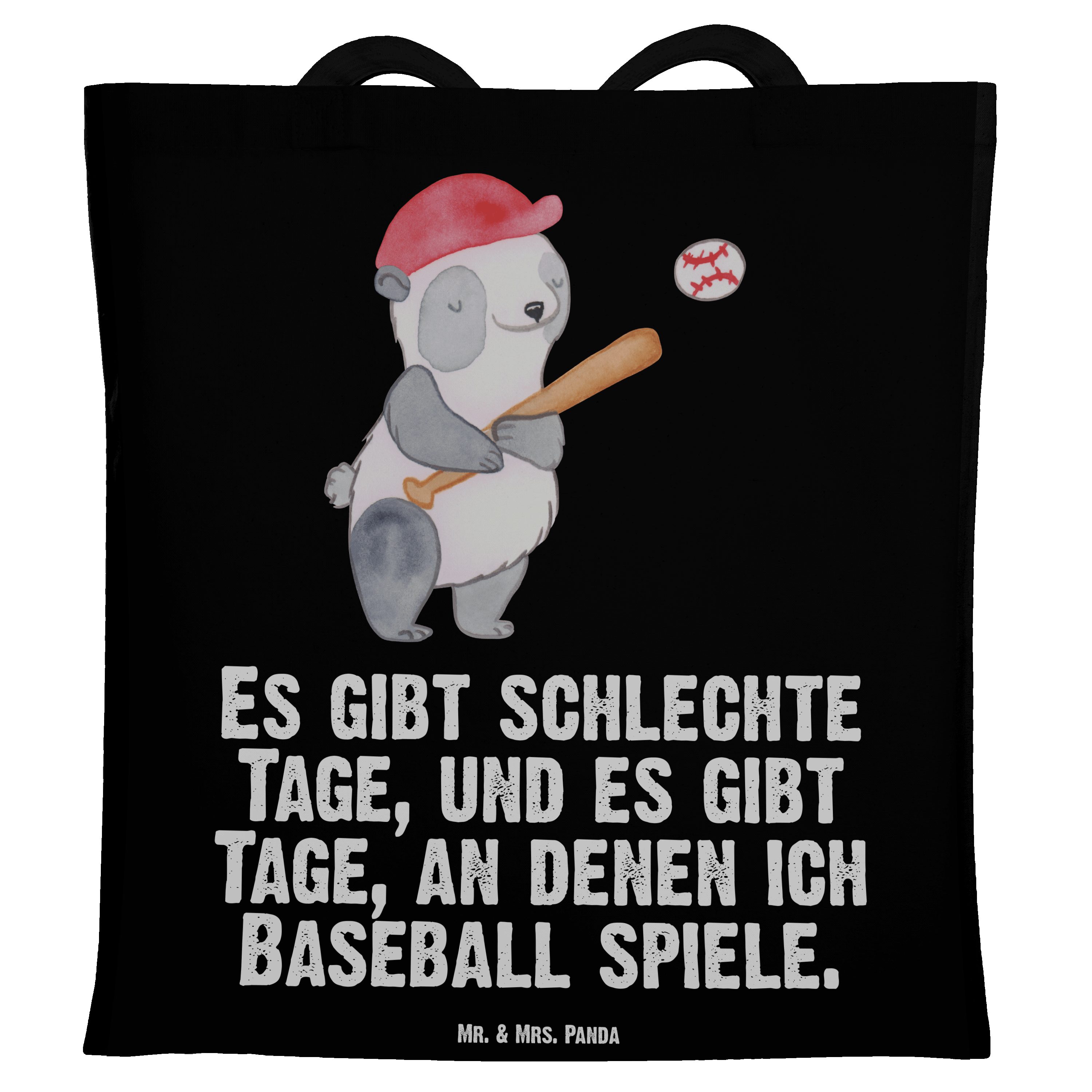 - Tragetasche Einkaufstasche, (1-tlg) Mrs. Sch - Mr. spielen Geschenk, & Panda Baseball Tage Schwarz Panda