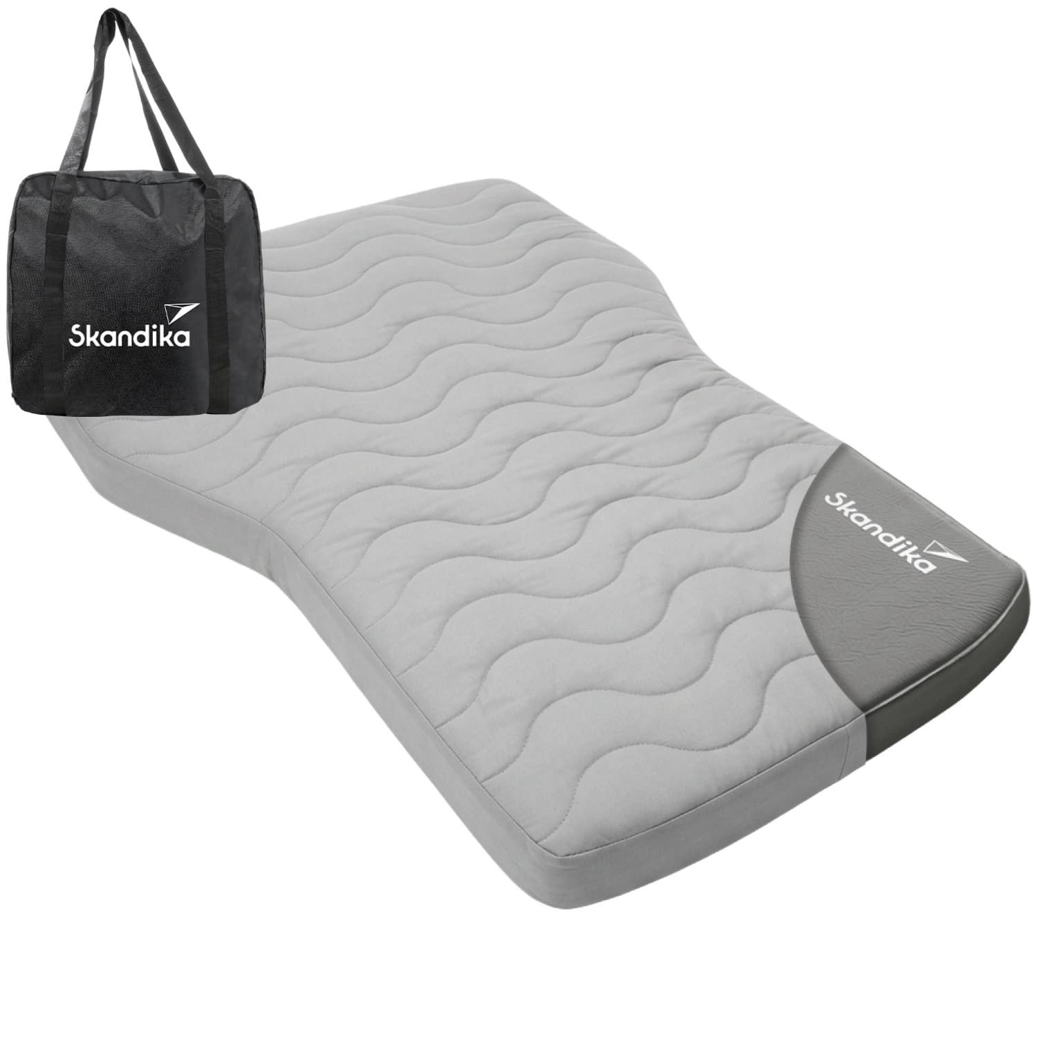 Skandika Luftmatratze Easy 3D Premium Car Bundle, Auto Matratze mit Bezug, (Maße 194 (89+39+66) × 130/100 × 10 cm, selbstaufblasend, Kofferraum), Antirutsch-Noppen an der Unterseite, Aufbewahrungstasche, bis 300 kg