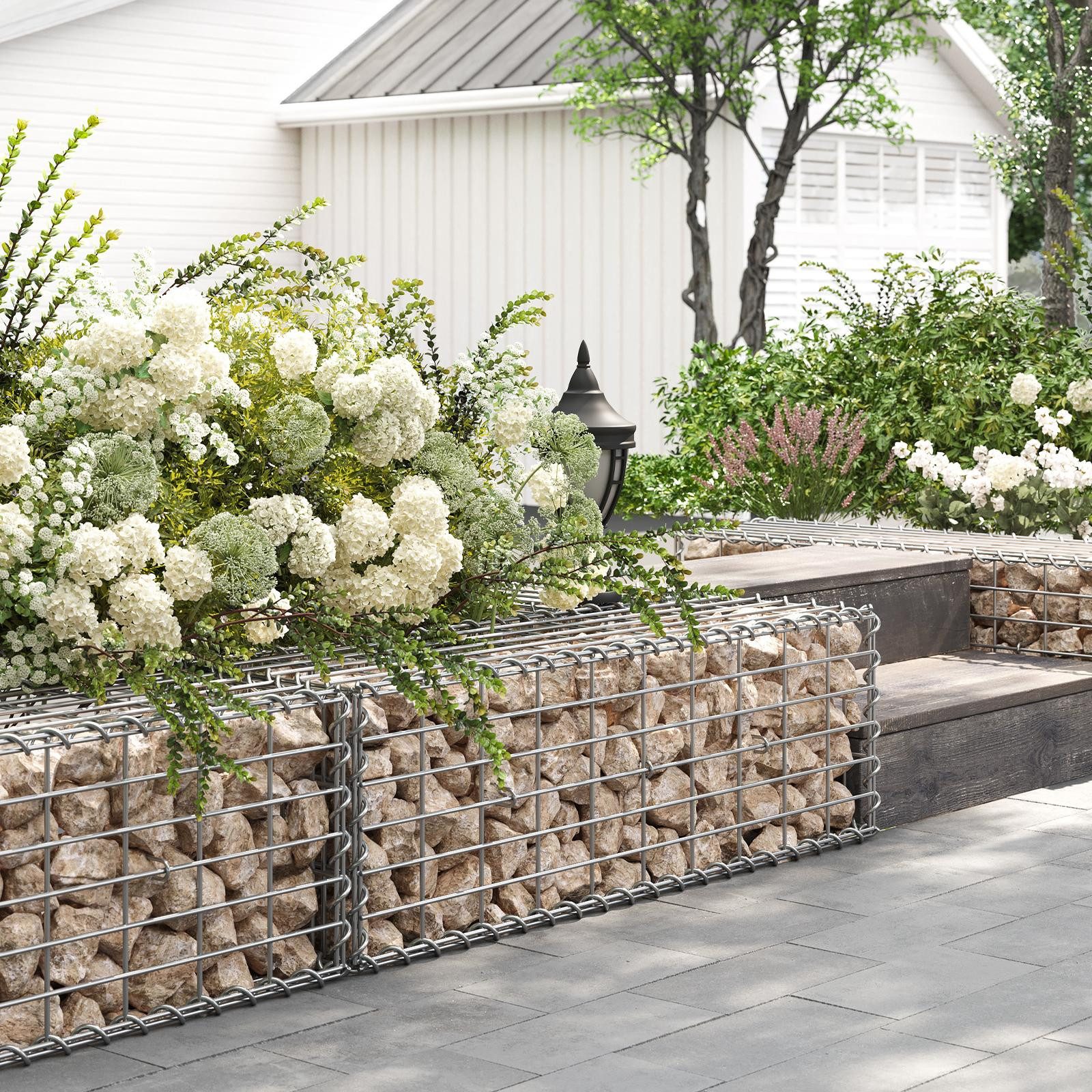 SONGMICS Gartenzaun Gabione, (5-St), Gabionenkorb, Metall-Steinkorb, günstig online kaufen