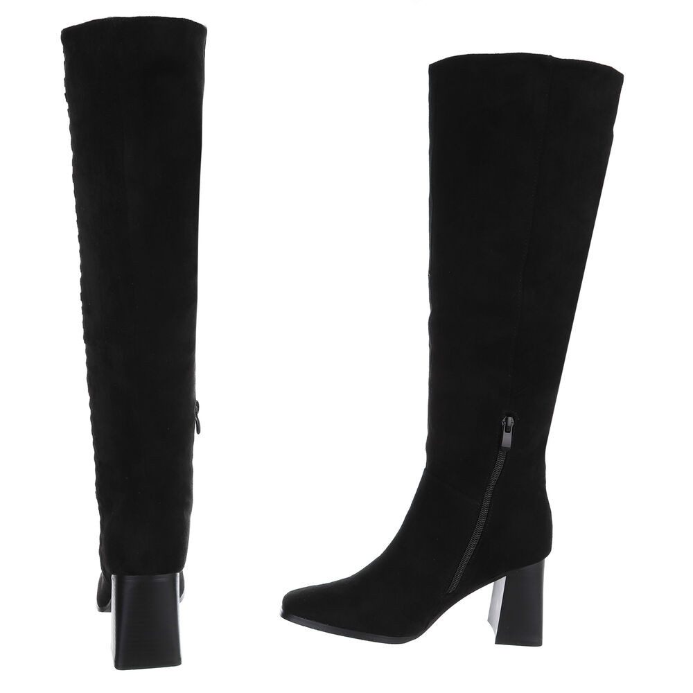 Ital-Design Elegante knöchelhohe Stiefel mit Blockabsatz für Damen High-Heel-Stiefel (90726816) Blockabsatz Stiefel in Schwarz