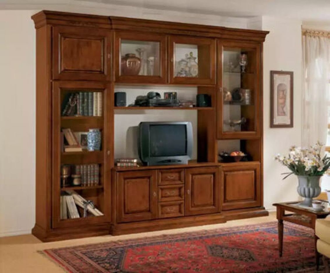 JVmoebel Wohnwand Wohnzimmer Möbel Holz Neu, klassisch Möbel Italy Wohnwand (1-St., in Wohnwand), Stil Italienischer Made