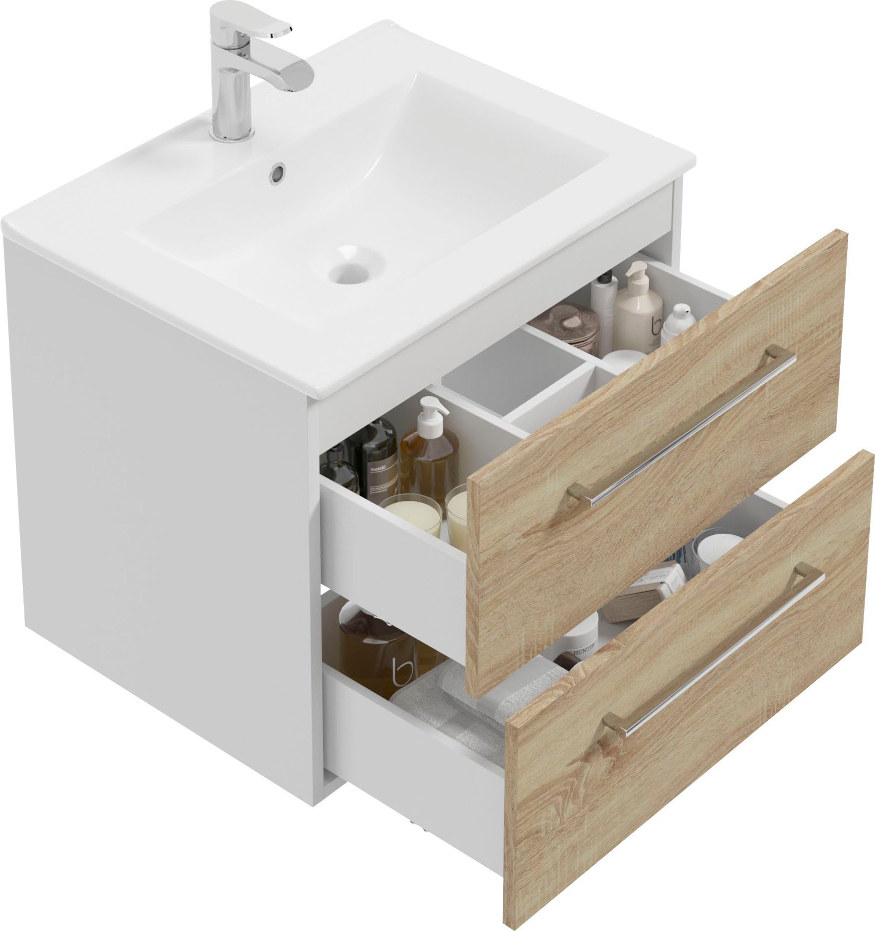 welltime Waschtisch Palermo (Set), Badmöbel inkl. Waschbecken, Breite 60cm günstig online kaufen