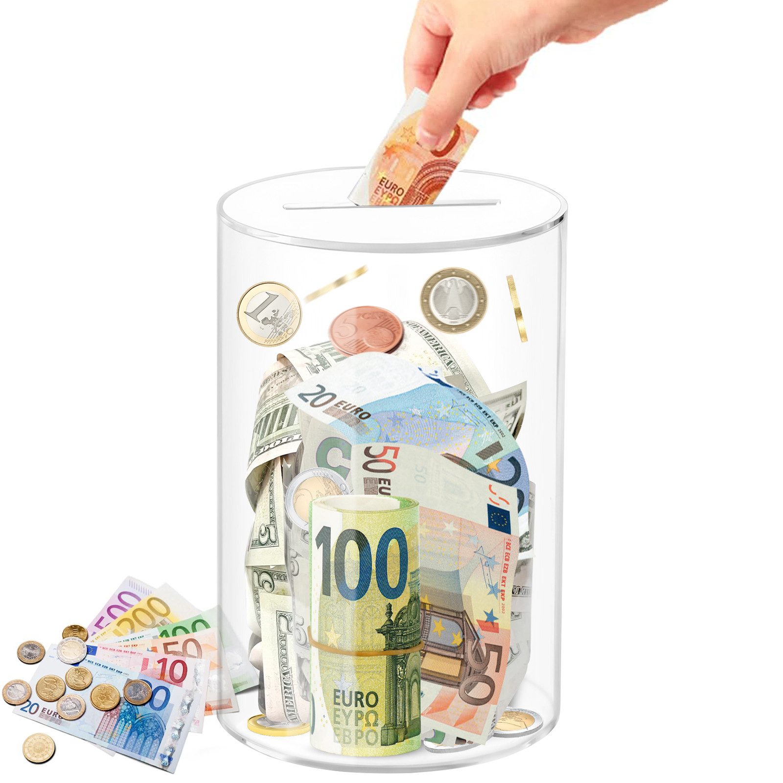 BlingBin Spardose Acryl Sparbüchse, Zylindrisches Sparschwein günstig online kaufen