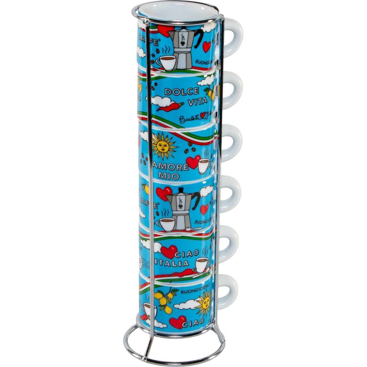 Set 6 Tassen Ciao Italia Metallgestell