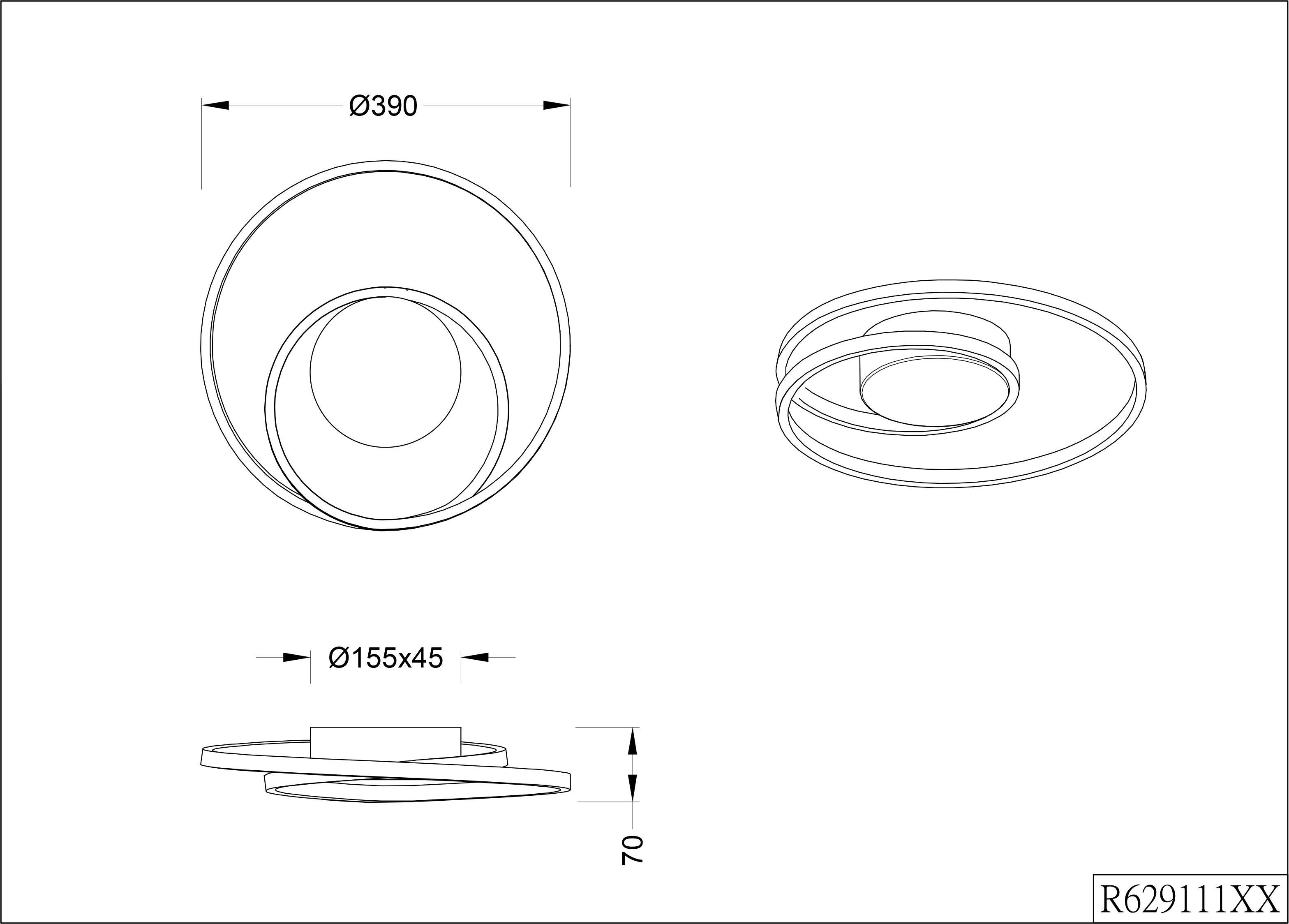 Warmweiß, Wohnzimmer Wandschalter integriert, über (100%/50%/25), fest Zibal, Switch dimmbar LED Dimmer, Leuchten LED Deckenleuchte Dimmfunktion, TRIO titansilberfarben