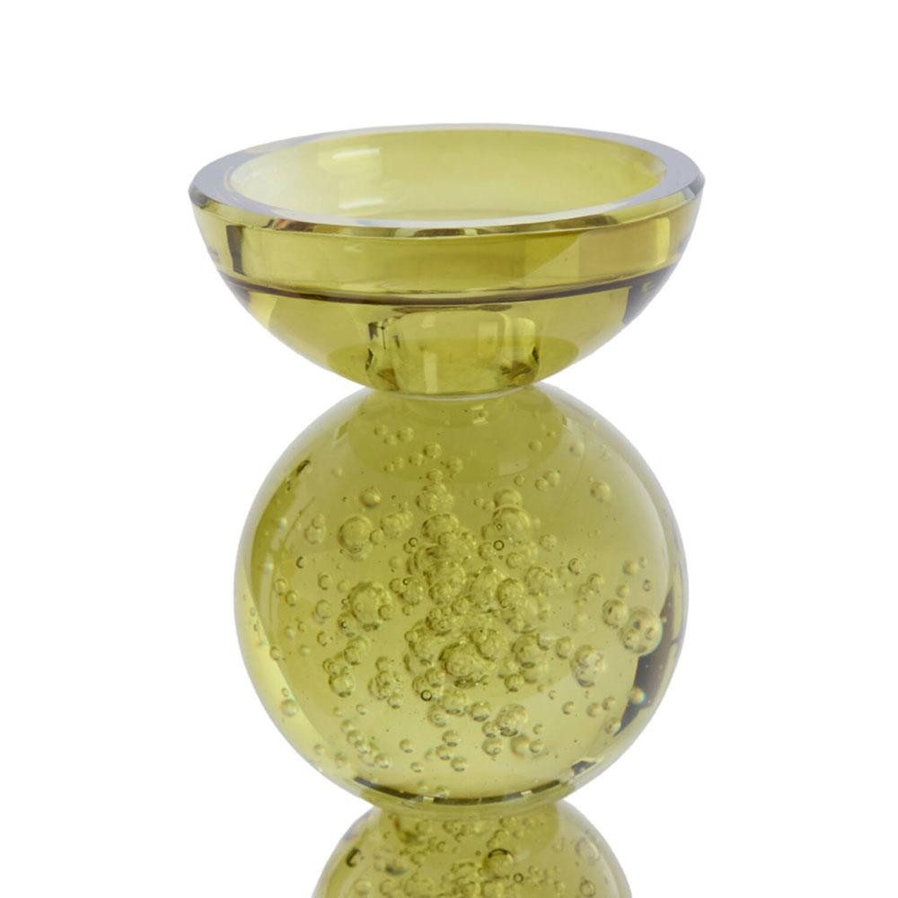 Light & Living Kerzenhalter Kerzenleuchter Itinga Glas Oliv Grün (15,5cm)