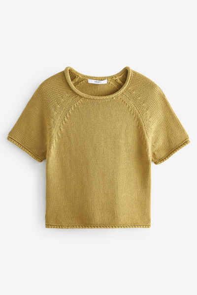 Next Kurzarmpullover Strick-T-Shirt aus 100 % Baumwolle mit Rollsaum (1-tlg)
