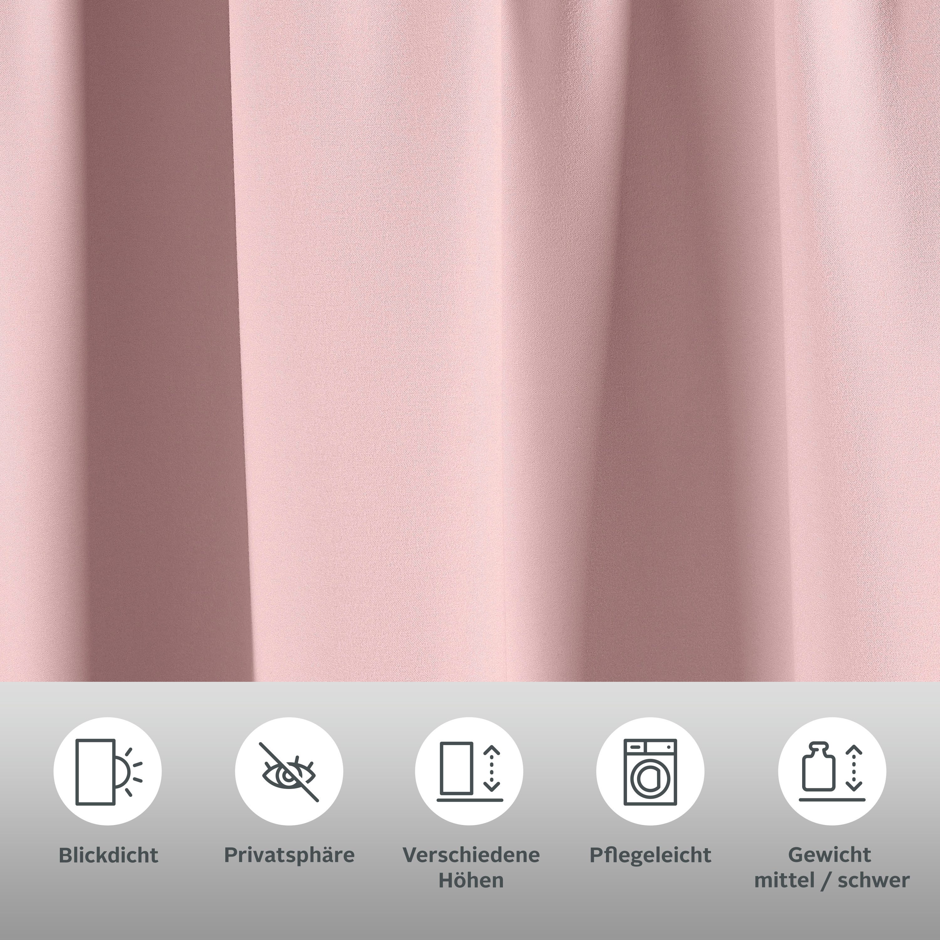 OTTO home Vorhang Parry (2 St), Kräuselband, blickdicht, Polyester, 2-er Set, blickdicht, monochrom, basic, einfarbig, Bestseller