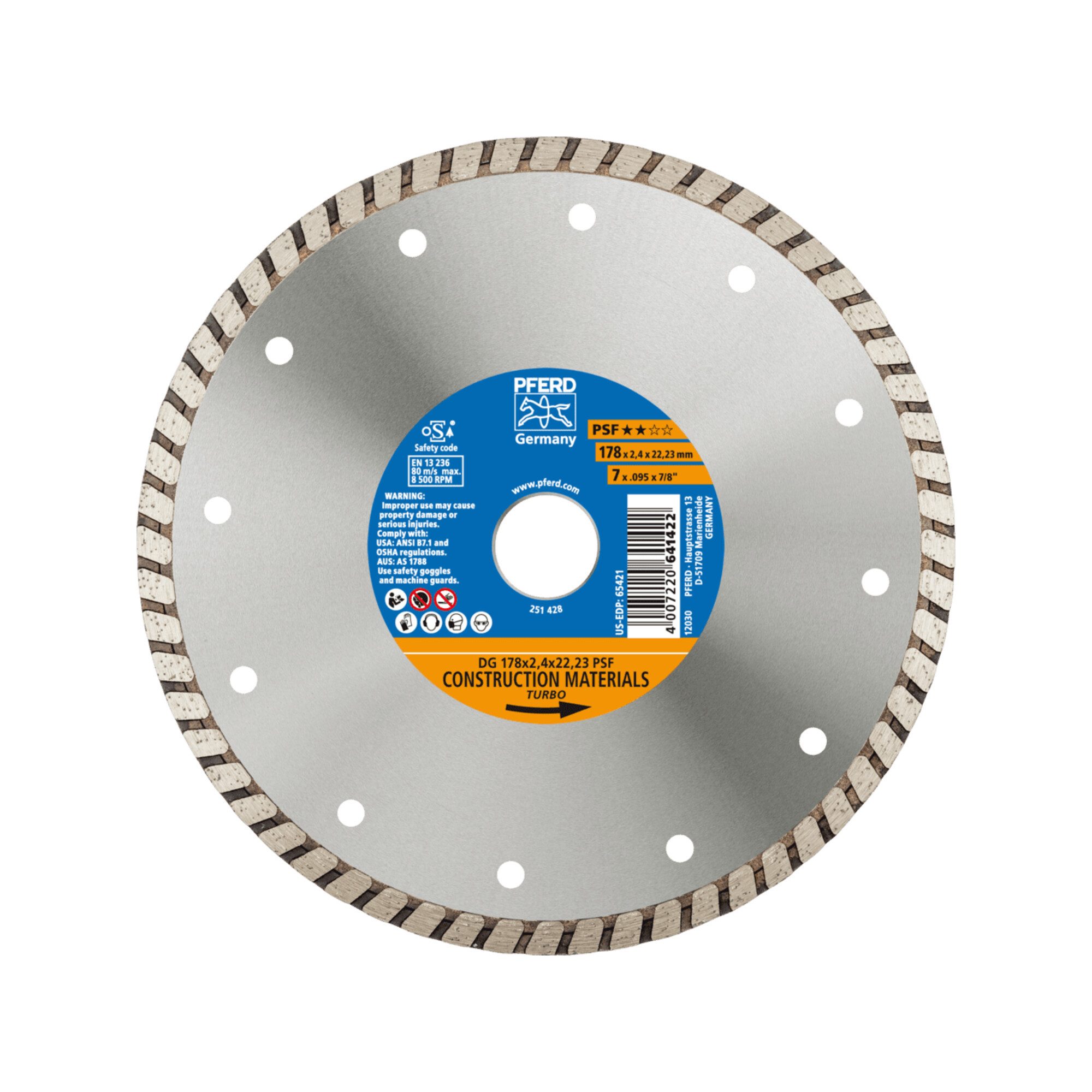 Pferd PFERD TOOLS Diamant-Trennscheibe DG 178x2,4x22,23 mm PSF z. Trennen v. Stiefel