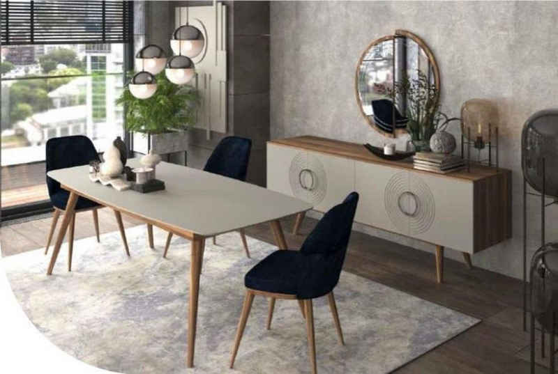 JVmoebel Esszimmer-Set Essgruppe Luxus Tisch Mit Stühlen Esszimmermöbel, (2-St), Made in Europa