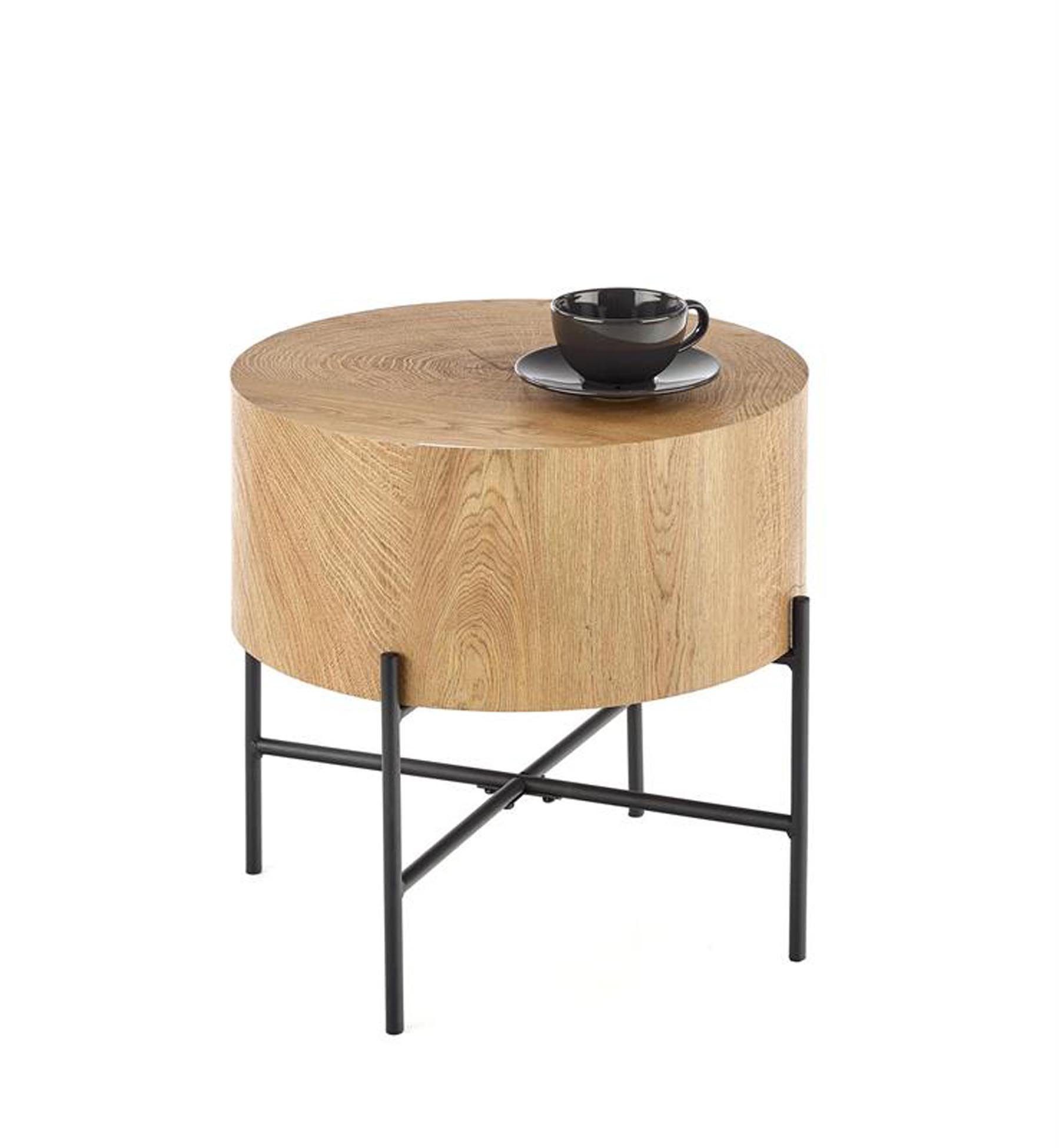 Cosy Home Ideas Beistelltisch Beistelltisch rund Holzplatte Holzblock braun Metallgestell schwarz (1 Stück, 1 Tisch), Breite 45 cm