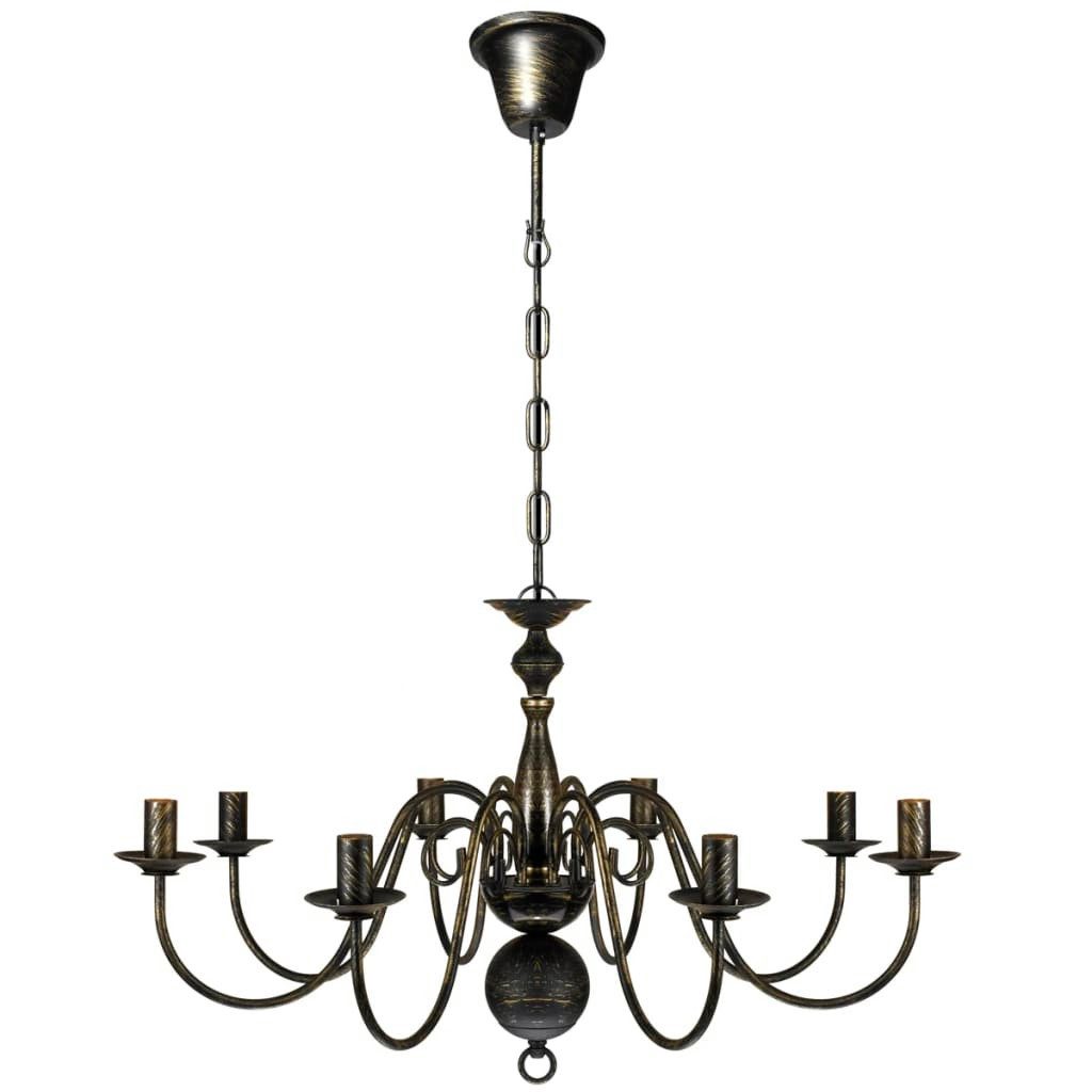 vidaXL Kronleuchter Metall-Kronleuchter Schwarz Antik 8 x E14 Glühbirnen, Kronleuchter Metall Antik 8-flammig Pendelleuchte Deckenlampe Lüster