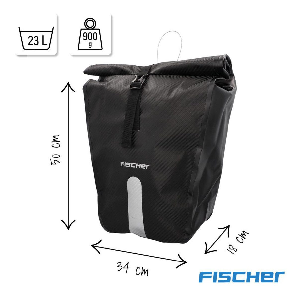 fischer Fahrradkorb Fischer Gepäckträgertasche PLUS Emendo 23 L
