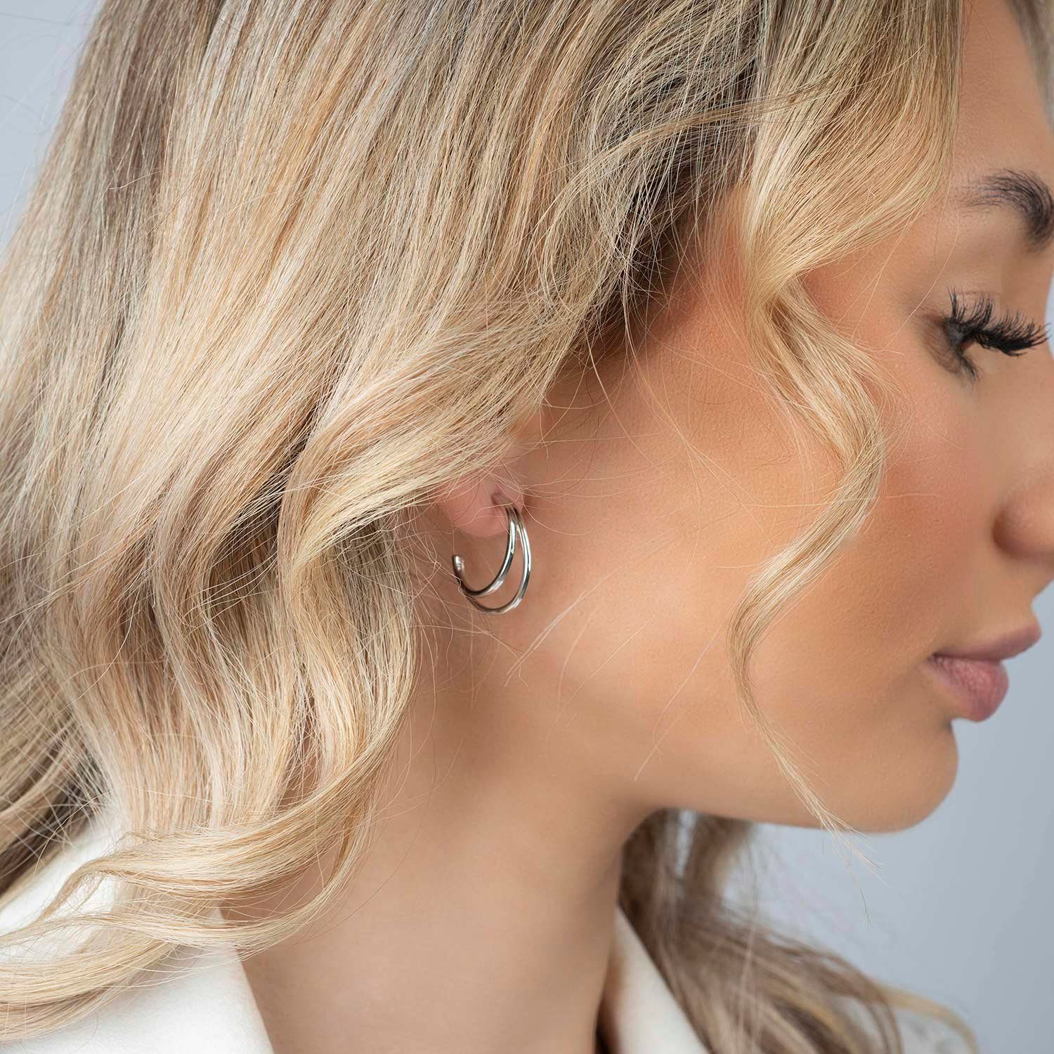 Materia Paar Creolen Damen Silber Doppel günstig online kaufen