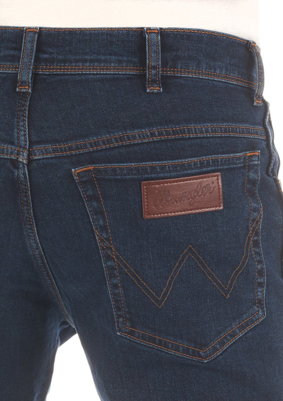 Stretch Blue Denim Herren Wrangler (W12SLQ46A) Slim Slim-fit-Jeans Hose Chip mit Jeanshose Fit Texas