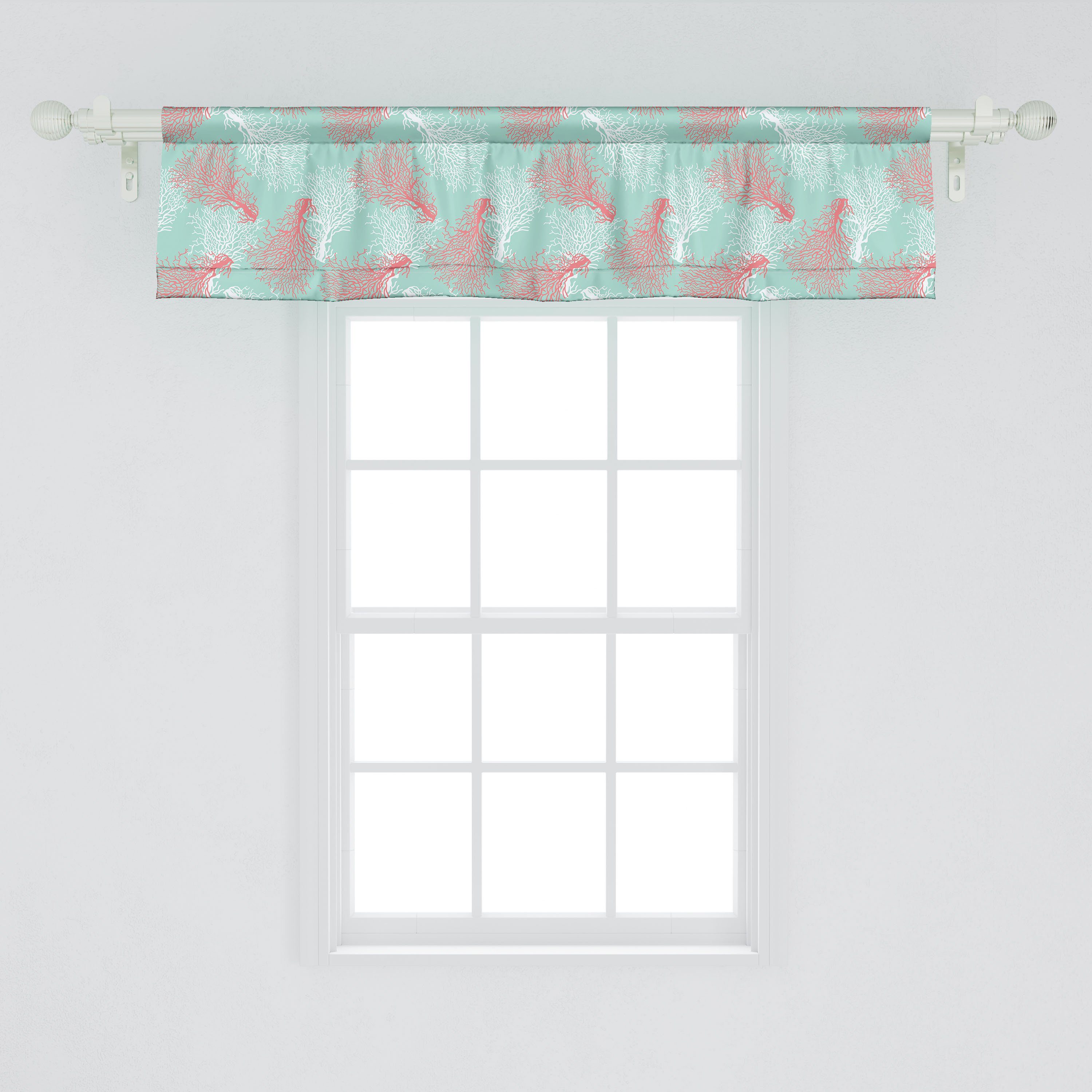 Scheibengardine Vorhang Volant für Corals Microfaser, tonte Dekor mit Schlafzimmer Unterwasser- Pastell Kunst Stangentasche, Küche Abakuhaus