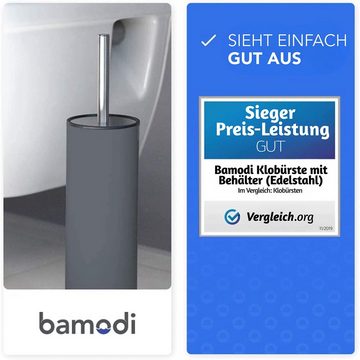 Bamodi WC-Garnitur Edelstahl Klobürste & Behälter mit Spritzschutz, (4 Stück in einem Set), Perfekte Passform für die Toilette