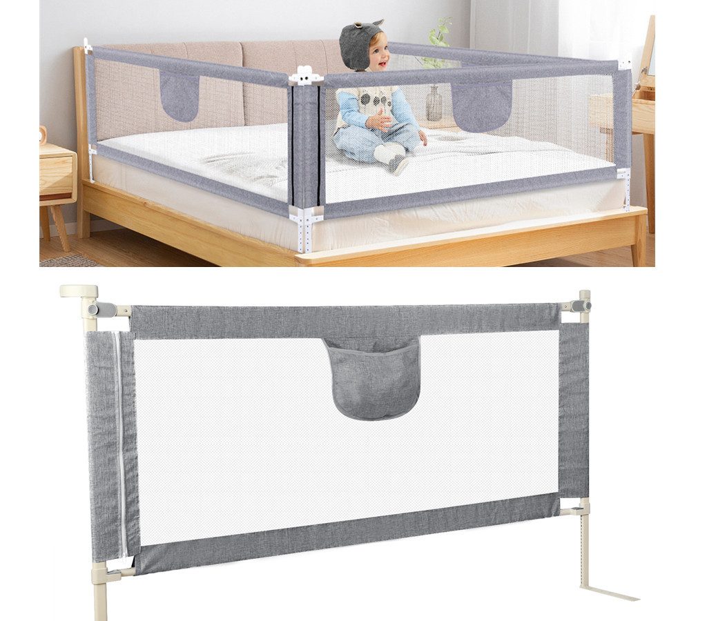 JEOBEST Bettschutzgitter Bettgitter, Babybettgitter Kinderbettgitter zum vertikalen Heben, (3st, 2M*2+1.8m*1)Rausfallschutz Bett,Sicherheitsschutz, Atmungsaktiv