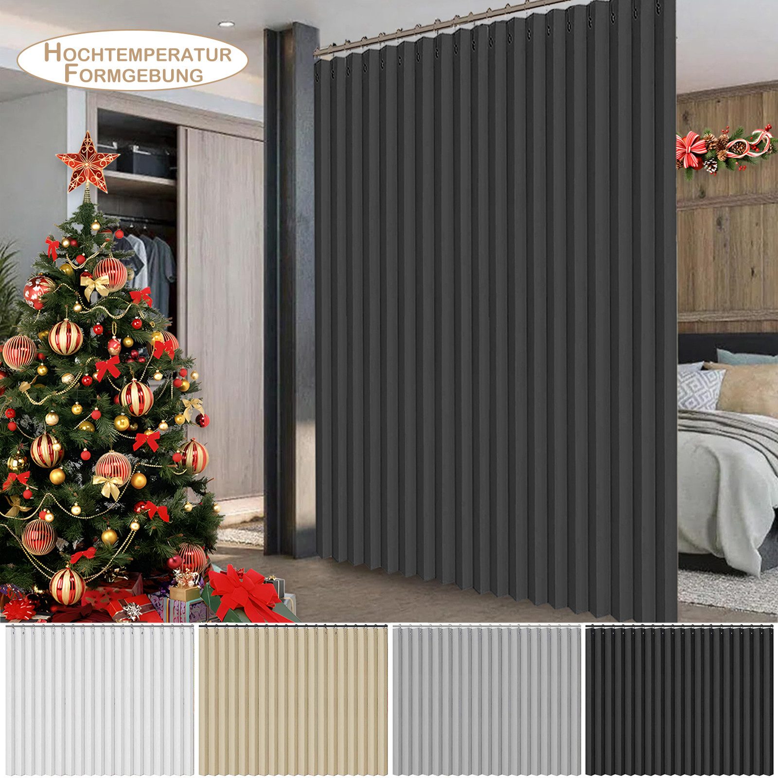 Jibenhome Vorhang Extra breite Raumteiler Vorhang für Terrassentür, Wasserdicht, Schiebevorhang für Wohnzimmer & Schlafzimmer Trennwand Sichtschutz