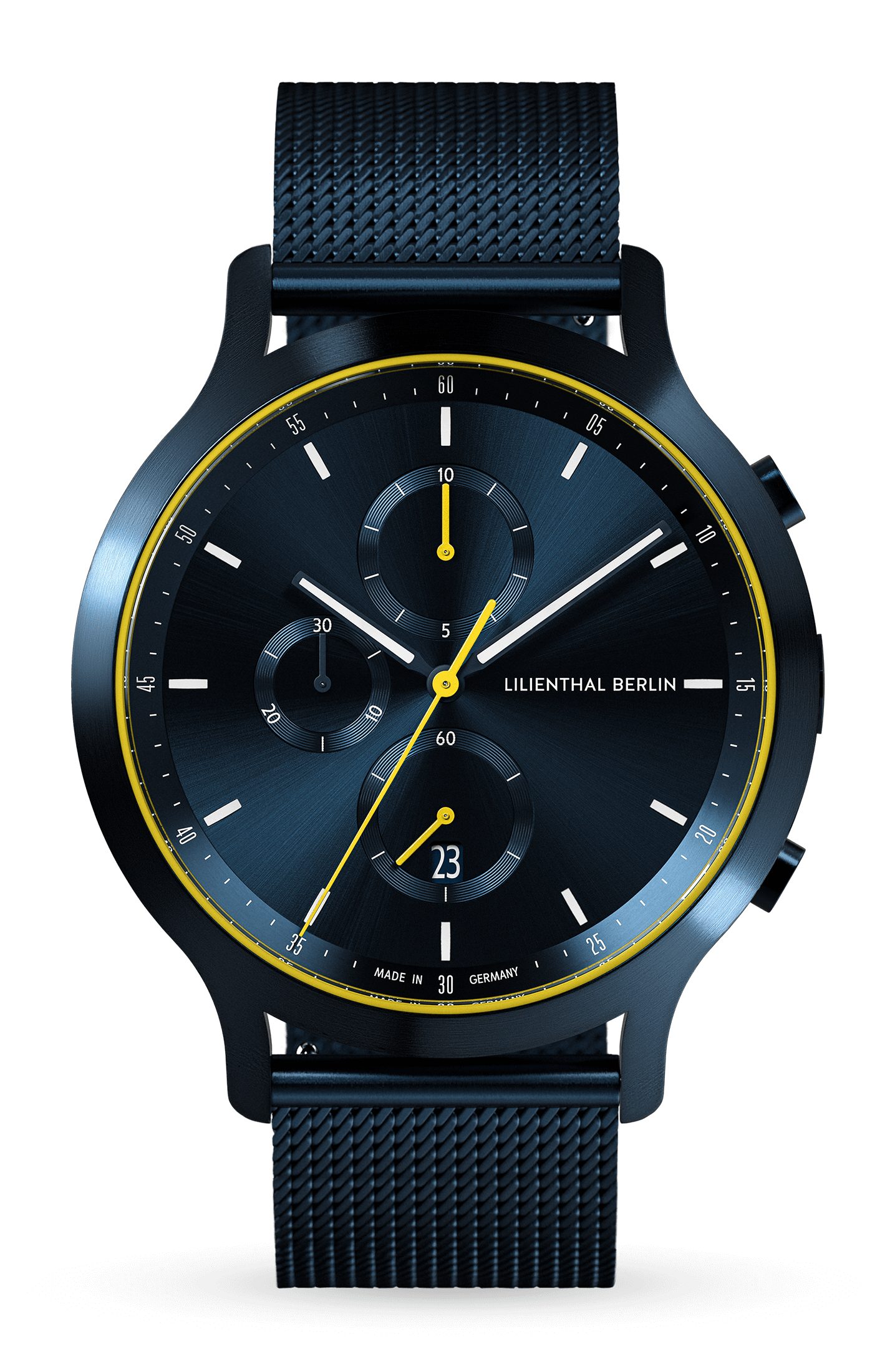 Lilienthal Berlin Chronograph Chronograph Blue Yellow Mesh Blau