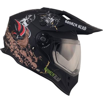 Broken Head Motorradhelm Fullgas Viking VX2 schwarz-matt Enduro Motocrosshelm, inkl. Sonnenblende