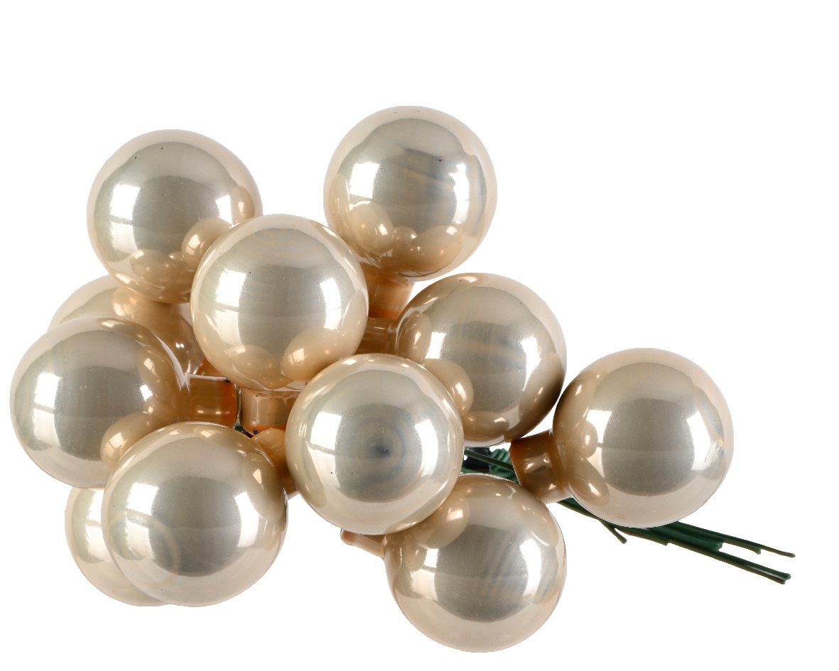 Decoris season decorations Weihnachtsbaumkugel, Weihnachtskugeln am Draht 2,5cm Glas 12 Stück - Perle glänzend | Weihnachtskugeln