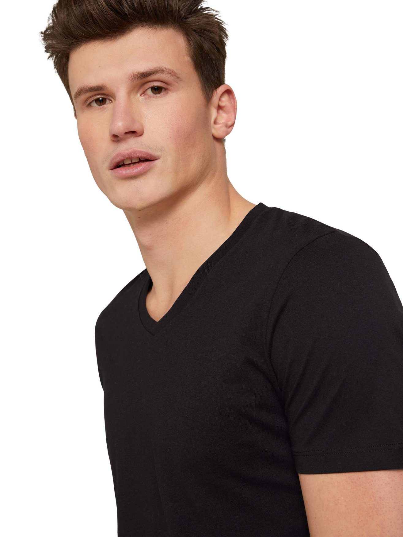 TOM TAILOR T-Shirt T-Shirt 2-er in Set 5553 (2-tlg) Schwarz Basic