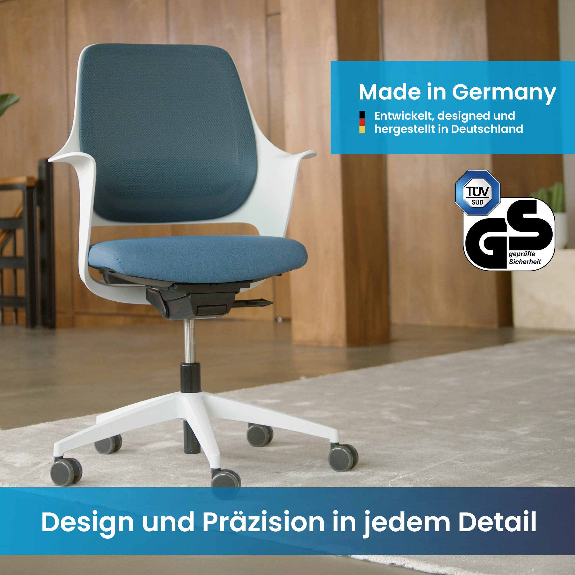 Ergotopia Bürostuhl WellBack ergonomischer Schreibtischstuhl mit Synchronmechanik