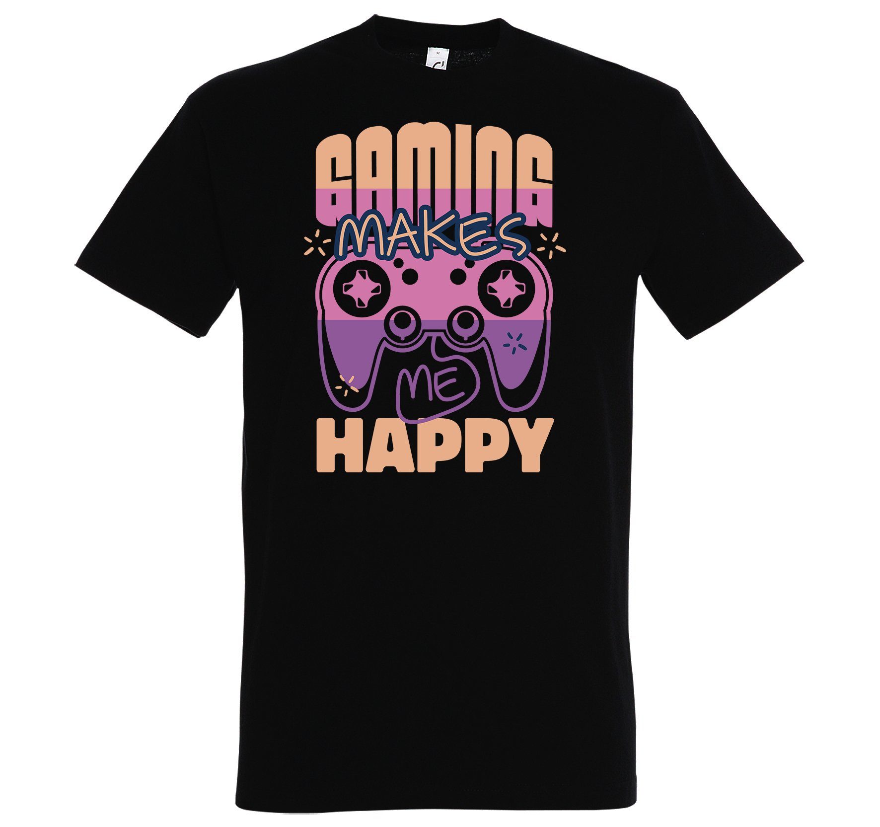 Youth Designz T-Shirt Gaming Makes Me Happy Herren Shirt mit lustigem Frontprint Schwarz