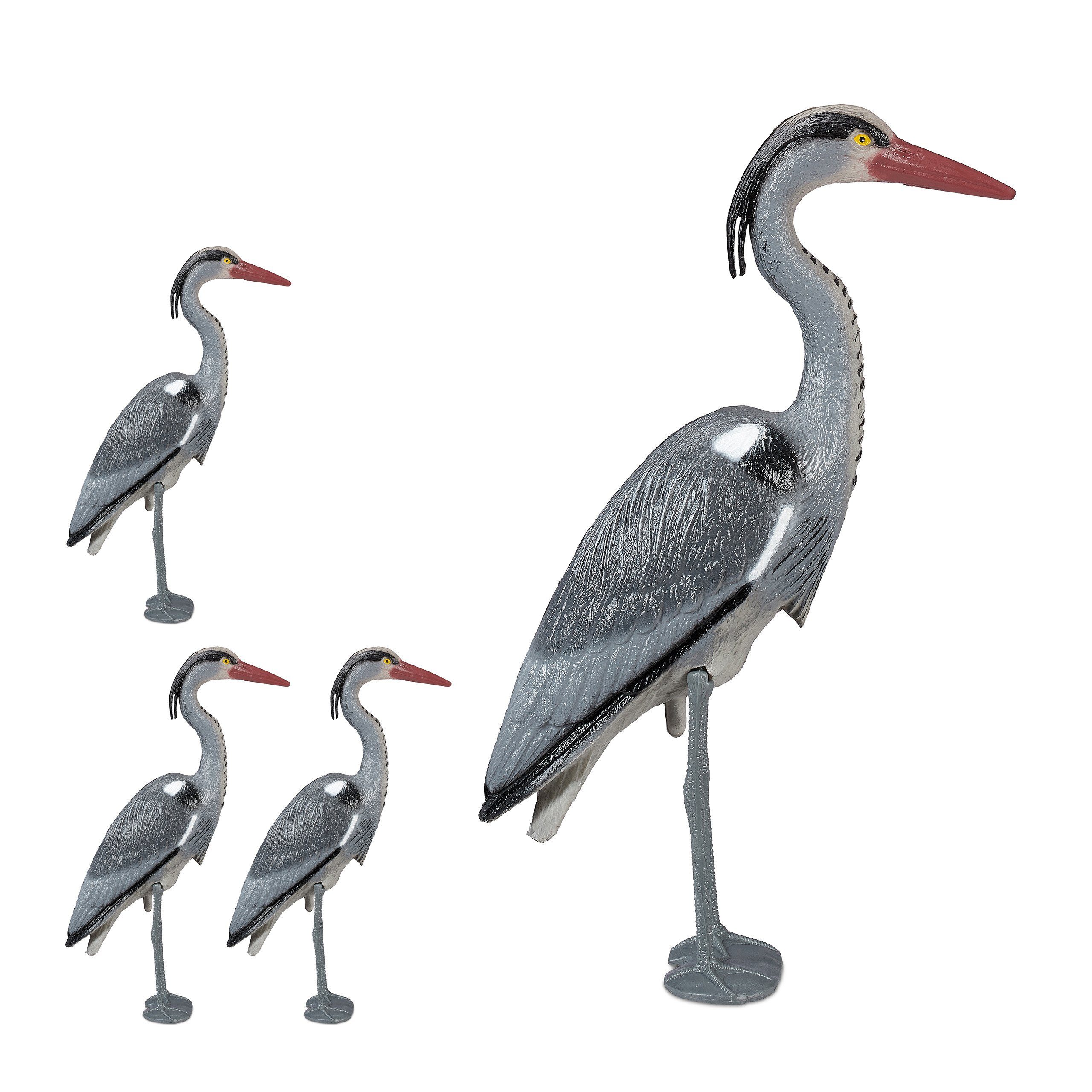 Gartenfigur 4 x Gartenfigur Reiher