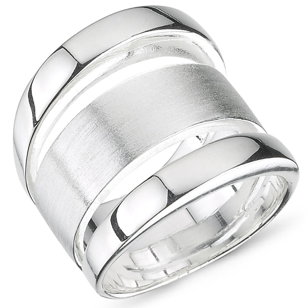 Vinani Silberring, Vinani Design 3 fach Ring flach und abgerundet glänzend  mattiert 925 Sterling Silber Größe 64 (20,4) 2RBF64