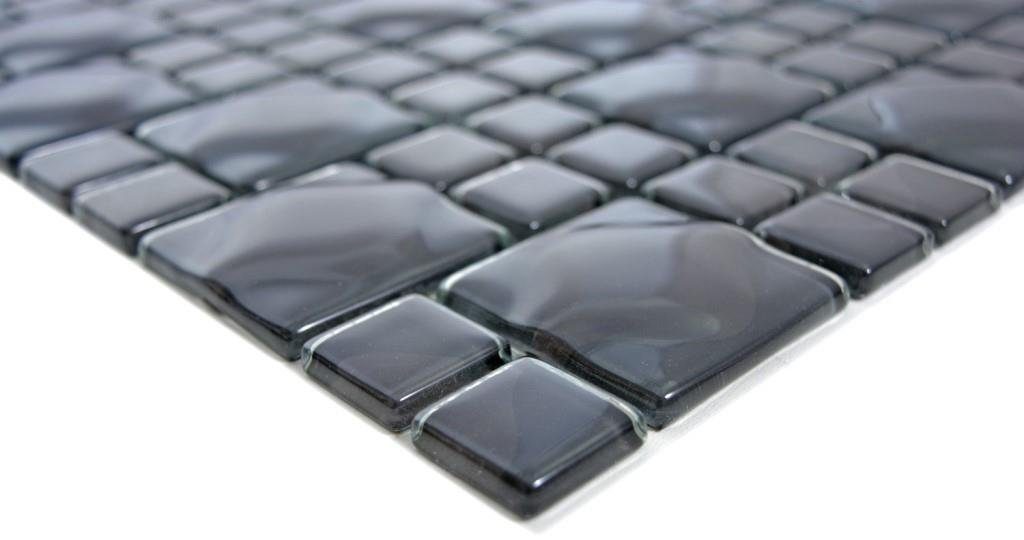 / Crystal Mosaik Glasmosaik schwarz 10 glänzend Matten Mosani Mosaikfliesen