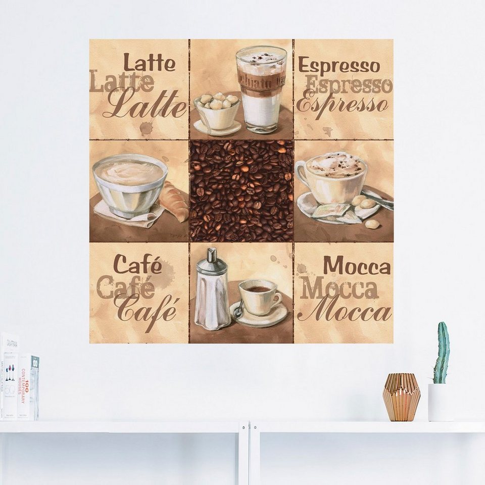 Artland Wandbild Kaffee Collage II, Getränke (1 St), als Alubild,  Leinwandbild, Wandaufkleber oder Poster in versch. Größen