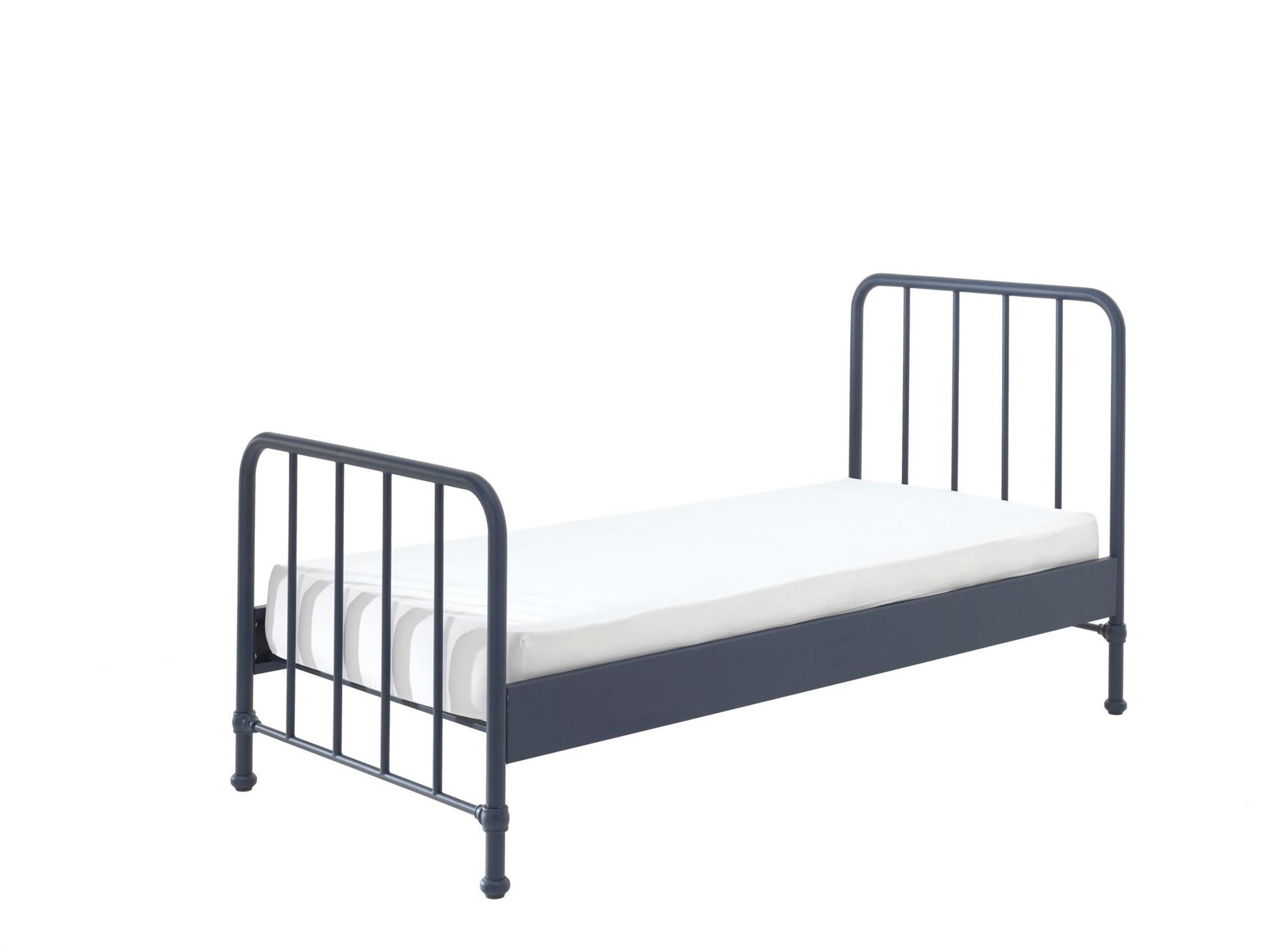 58 aufm Kessel Bettgestell Metallbett Kay 97x206x110 Einzelbett Industriedesign Metall Blau matt (inkl. Versand, Lieferung bis Verwendungsstelle), Liegefläche 90x200, modernes Bett mit Rohrrahmen und trendiger Optik