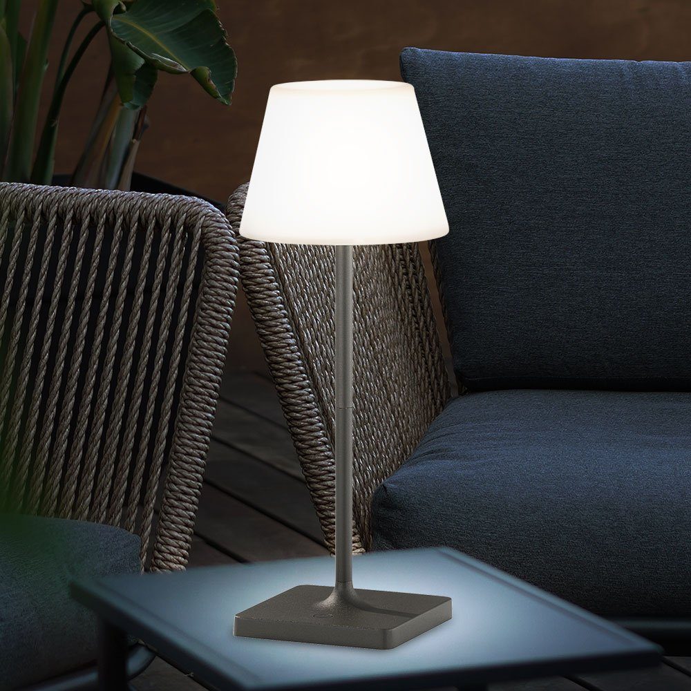 WOFI LED Außen-Tischleuchte, LED-Leuchtmittel fest verbaut, Warmweiß,  Außenleuchte Tischleuchte weiß grau LED