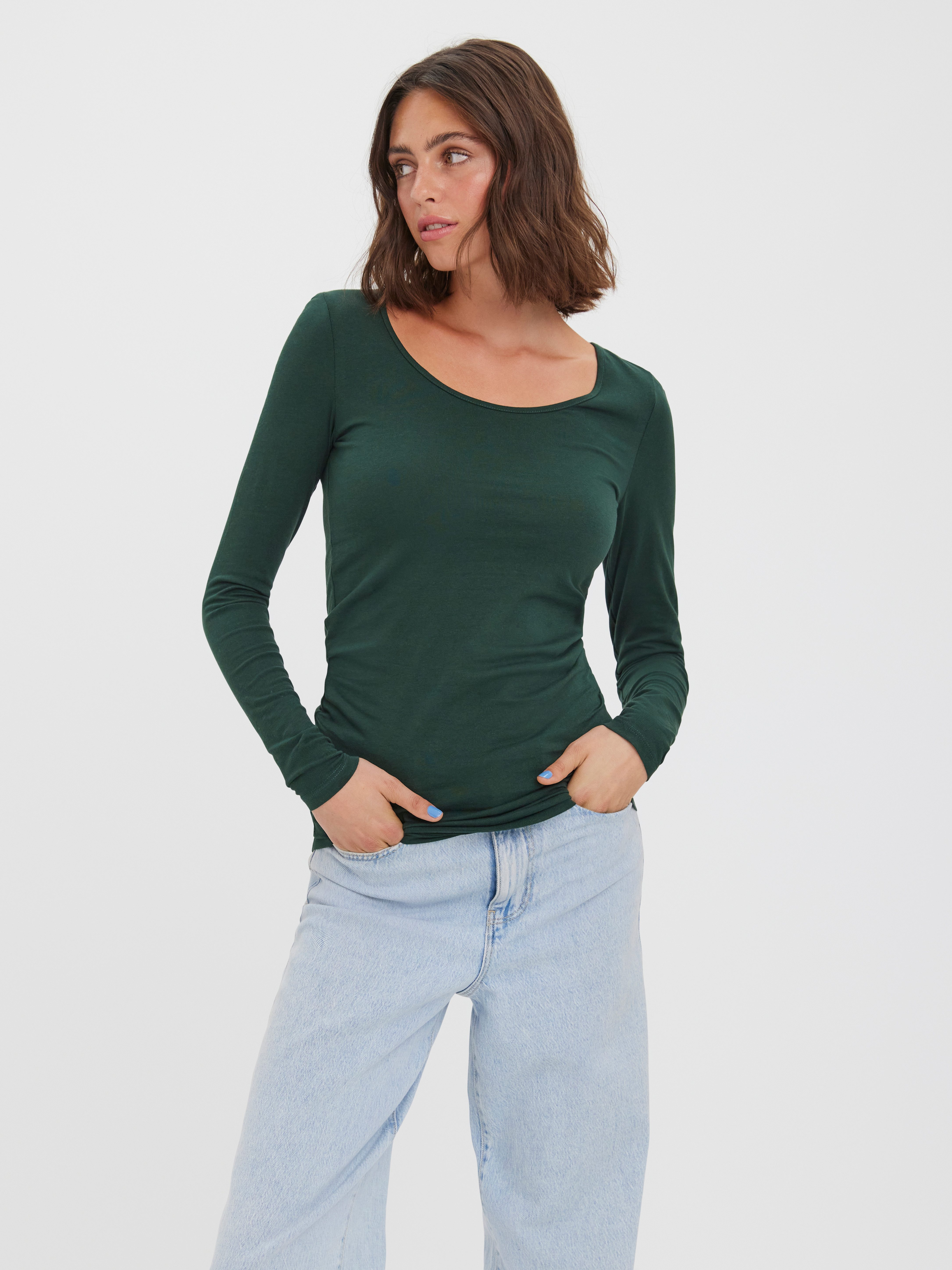 Vero Moda Langarmshirt VMMAXI MY LS SOFT LONG U-NECK NOOS Baumwollmischung, regular fit