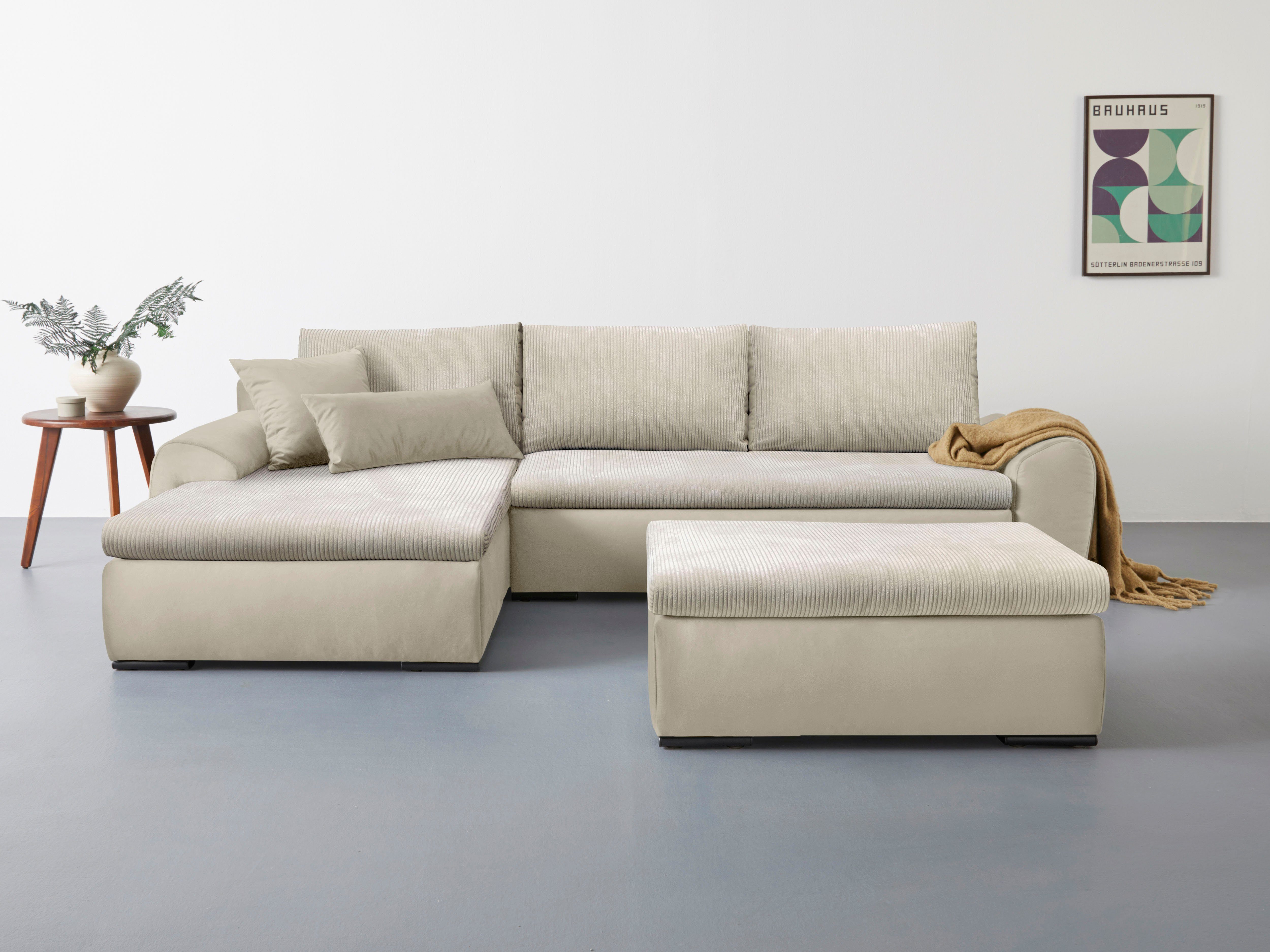 Home affaire Ecksofa Win L-Form, B: 285 cm - OTTO. Verlässliche Qualität., mit 2 Zierkissen, optional Bettfunktion & Bettkasten