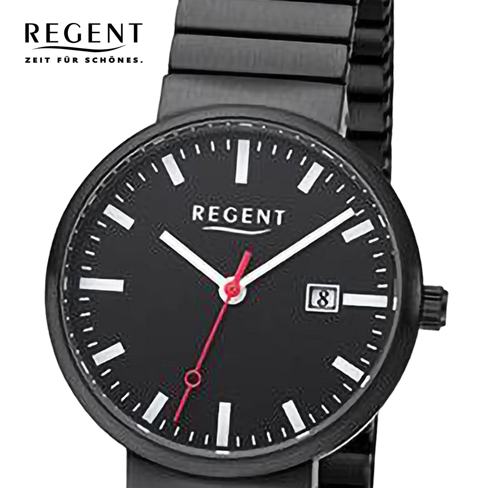 Regent Quarzuhr Regent Damen Armbanduhr Analog, (Analoguhr), Damen Armbanduhr rund, extra groß (ca. 29mm), Edelstahlarmband