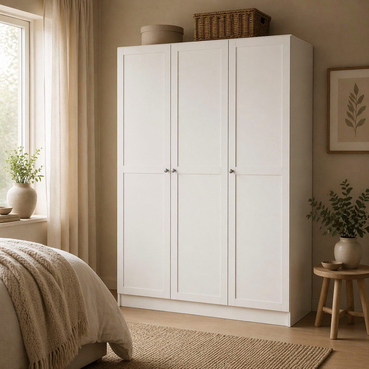 Home affaire Kleiderschrank Billund, skandinavischen Design & viel Stauraum, 2 Breiten 145/195 cm Viel Stauraum mit Böden & Kleiderstange, praktische Aufteilung