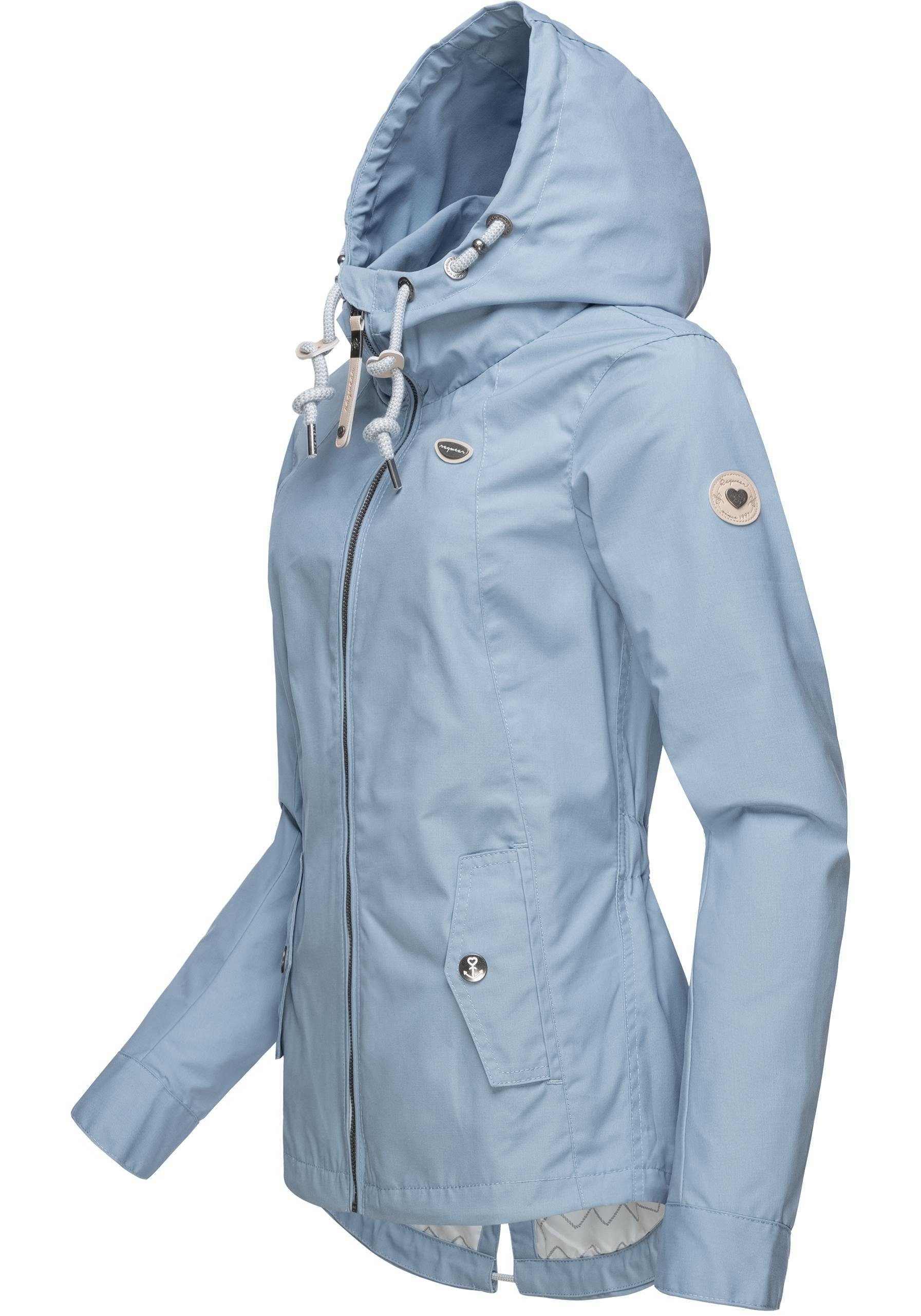 Übergang Übergangsjacke Outdoorjacke stylische Kapuze Monade Ragwear großer mit hellblau