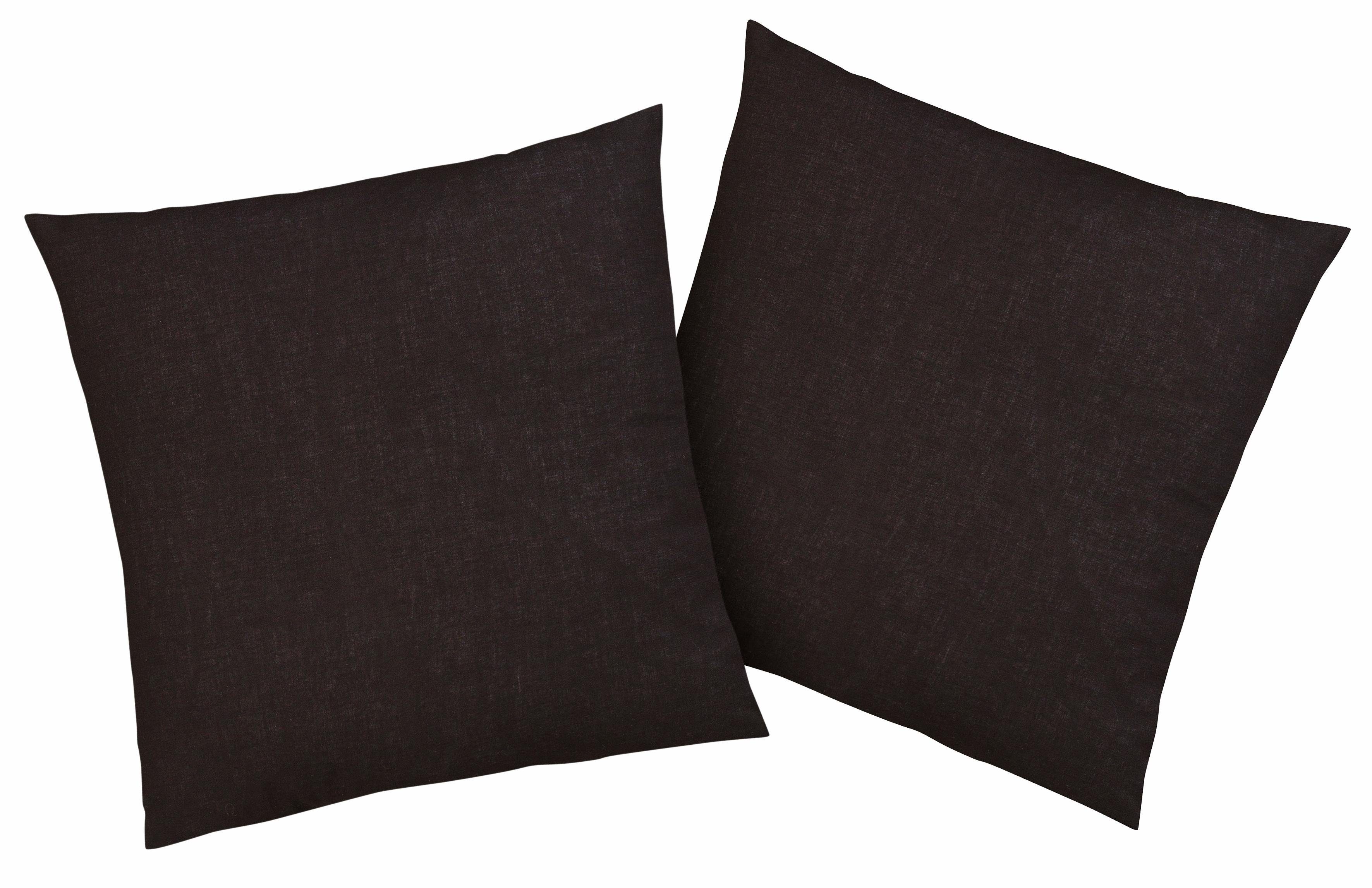Kissenbezug Luisa, my home (2 Stück), aus 100% Baumwolle, mit Knöpfen, pflegeleicht, atmungsaktiv, uni schwarz | Kissenbezüge